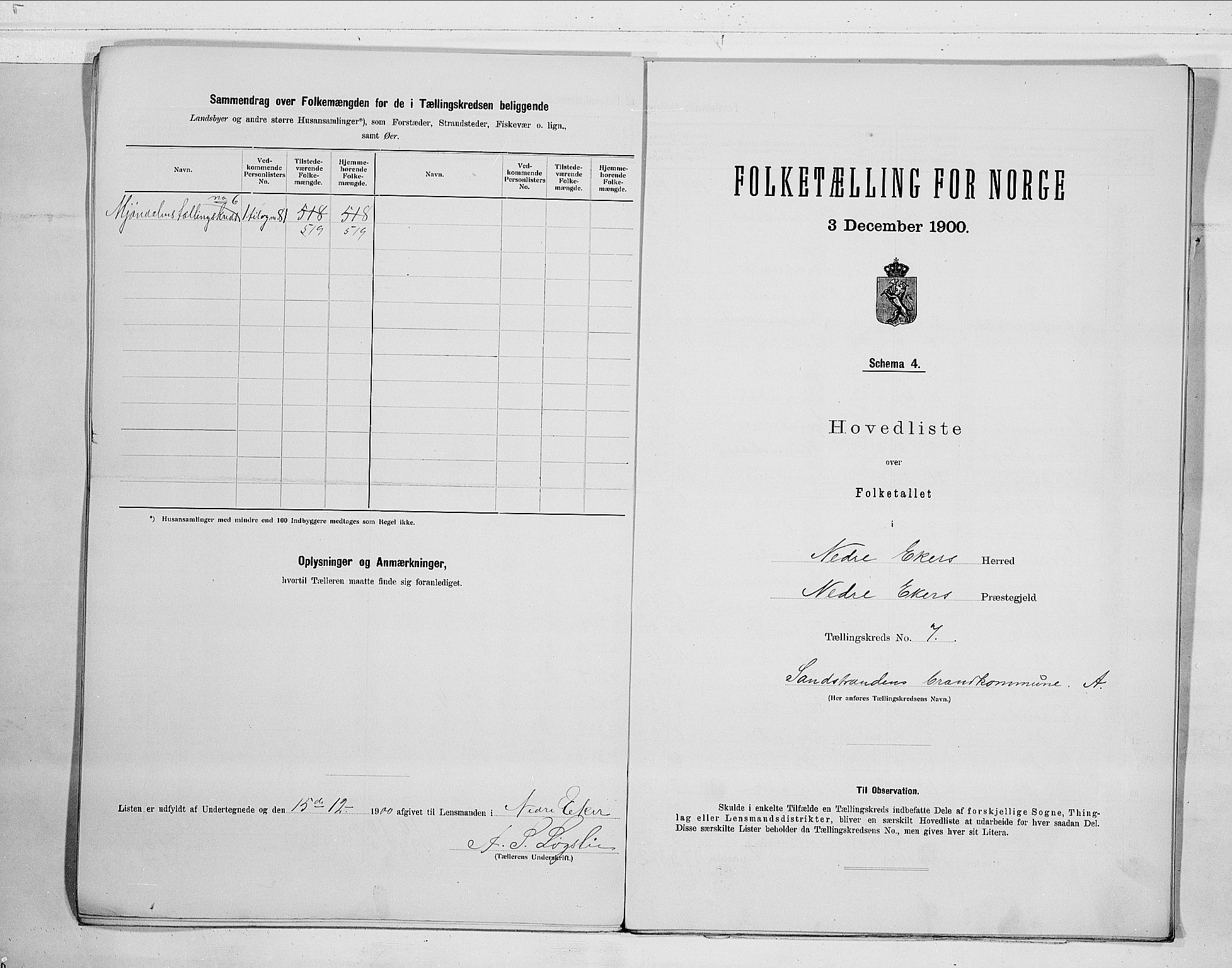 RA, 1900 census for Nedre Eiker, 1900, p. 16