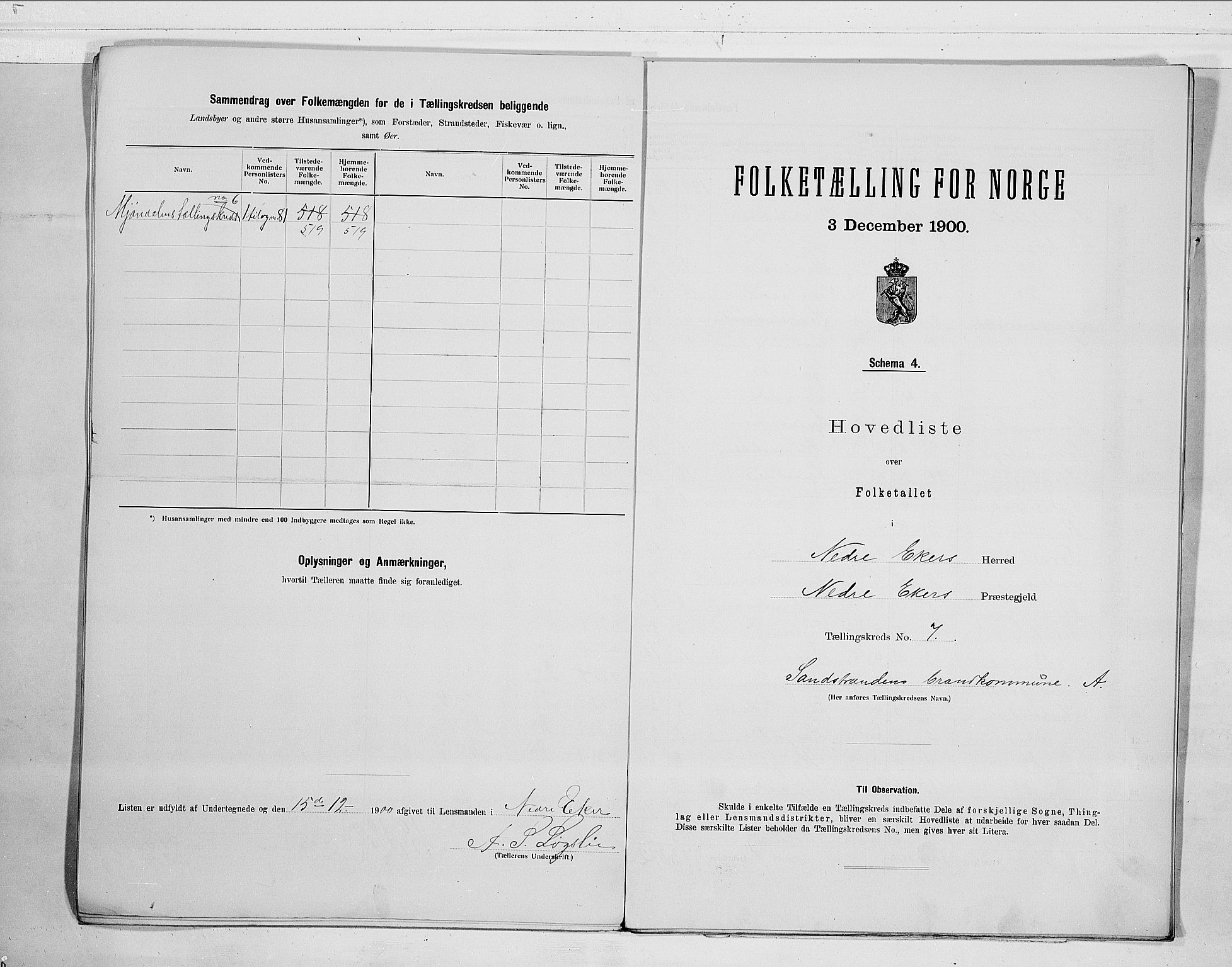 RA, 1900 census for Nedre Eiker, 1900, p. 16