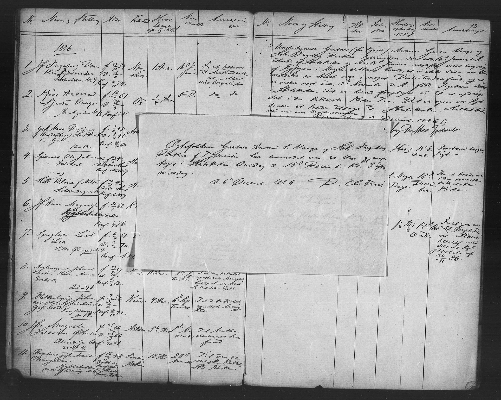 Korskirken sokneprestembete, SAB/A-76101/H/Haa/L0051: Parish register (official) no. G 1, 1871-1886, p. 13