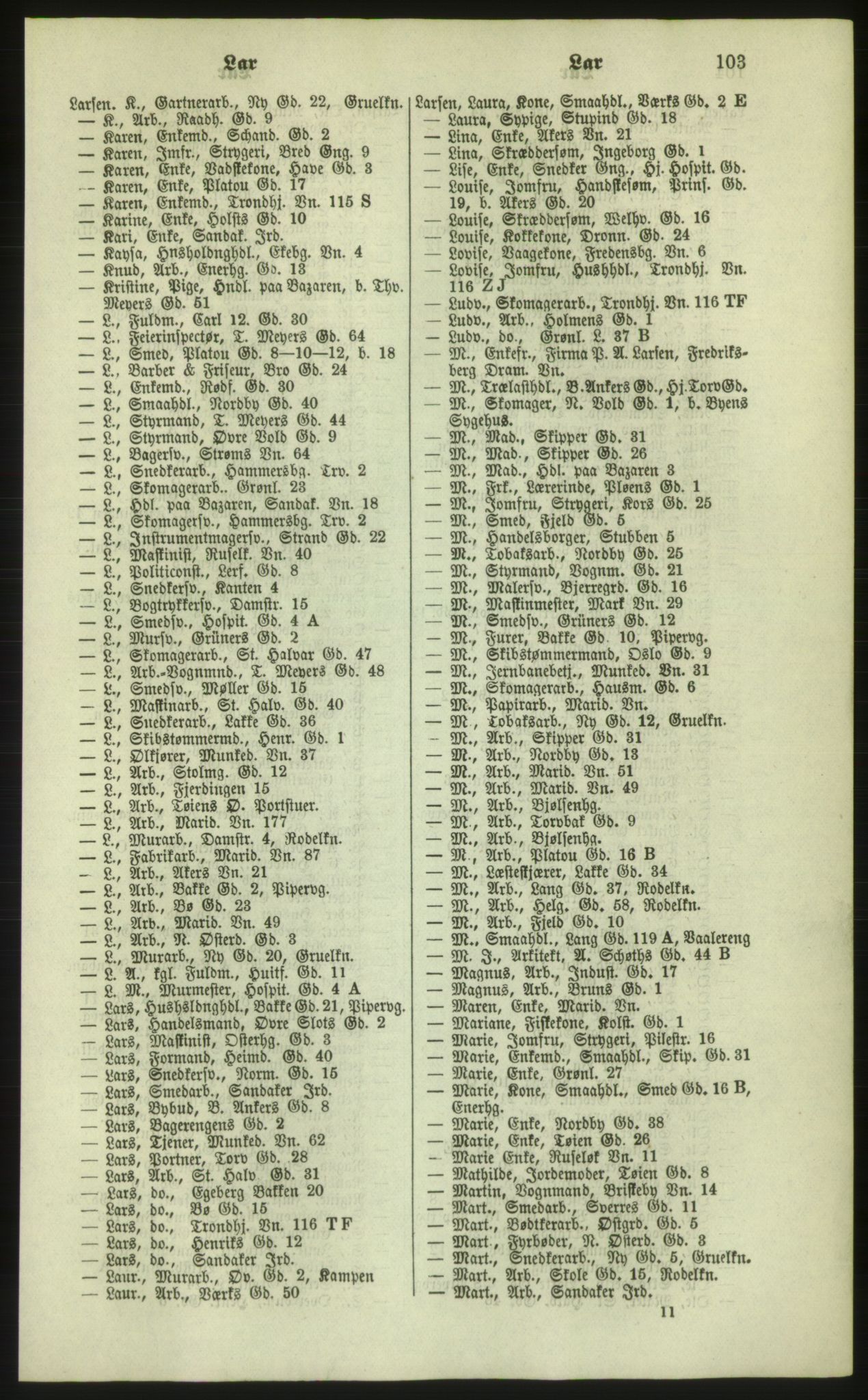 Kristiania/Oslo adressebok, PUBL/-, 1879, p. 103