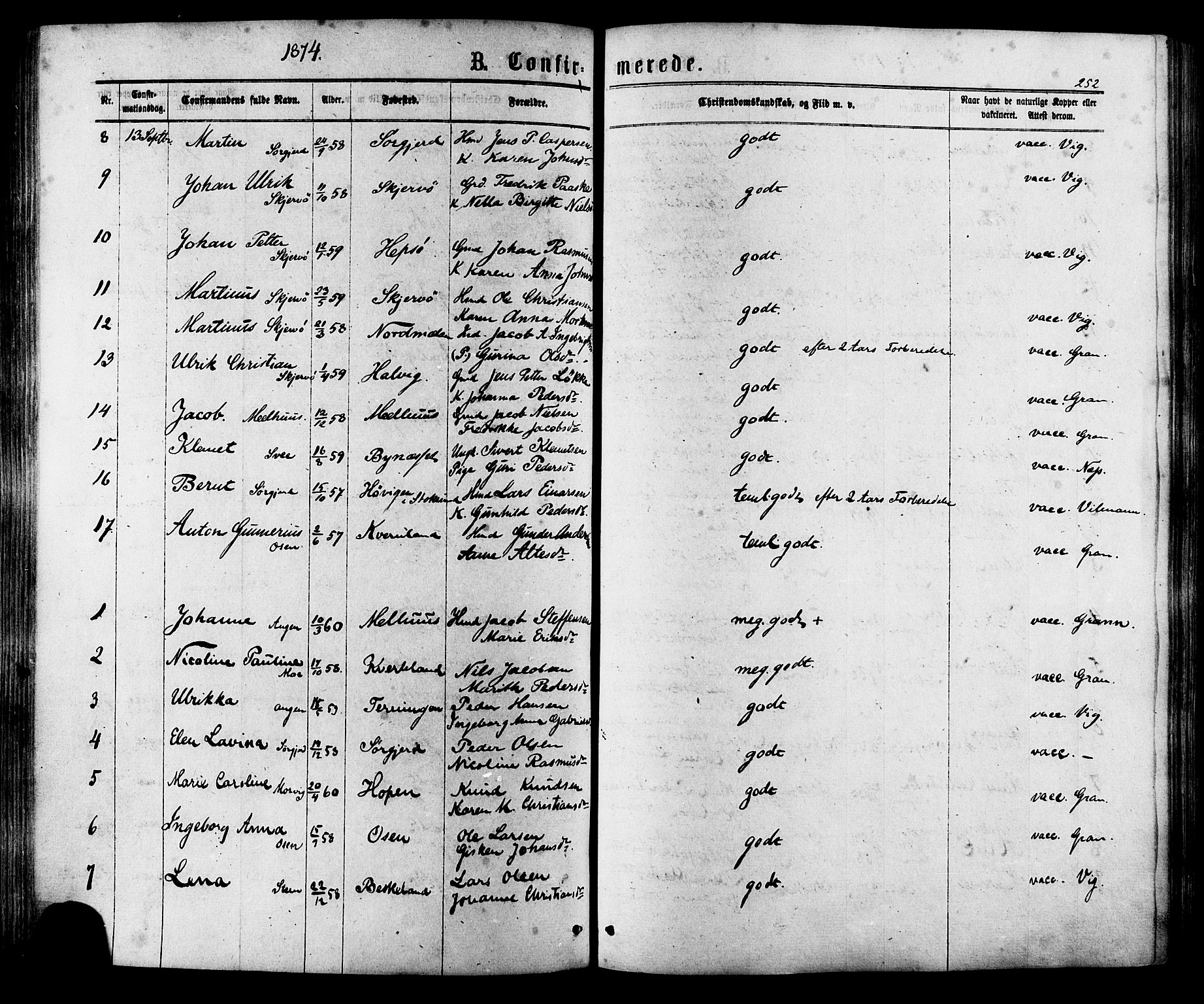 Ministerialprotokoller, klokkerbøker og fødselsregistre - Sør-Trøndelag, SAT/A-1456/657/L0706: Parish register (official) no. 657A07, 1867-1878, p. 252
