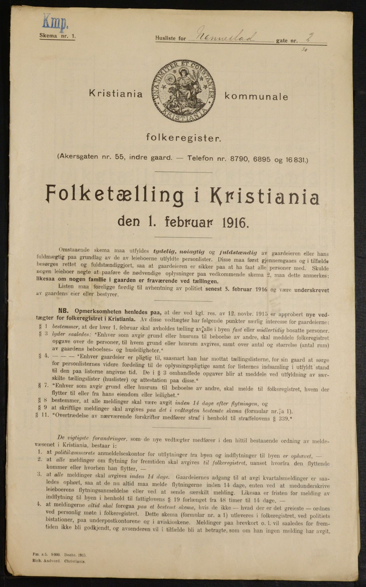 OBA, Municipal Census 1916 for Kristiania, 1916, p. 70748