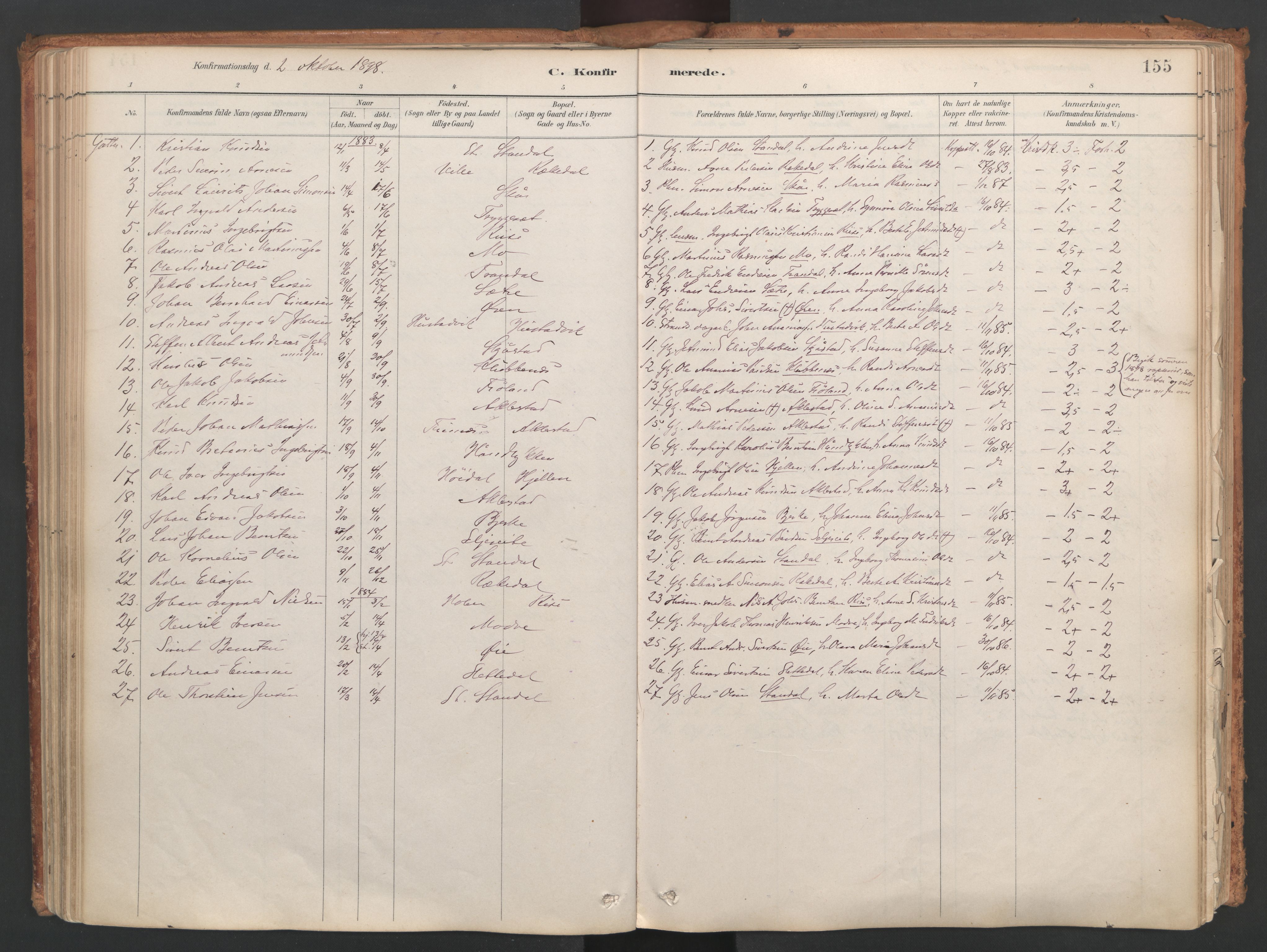 Ministerialprotokoller, klokkerbøker og fødselsregistre - Møre og Romsdal, AV/SAT-A-1454/515/L0211: Parish register (official) no. 515A07, 1886-1910, p. 155