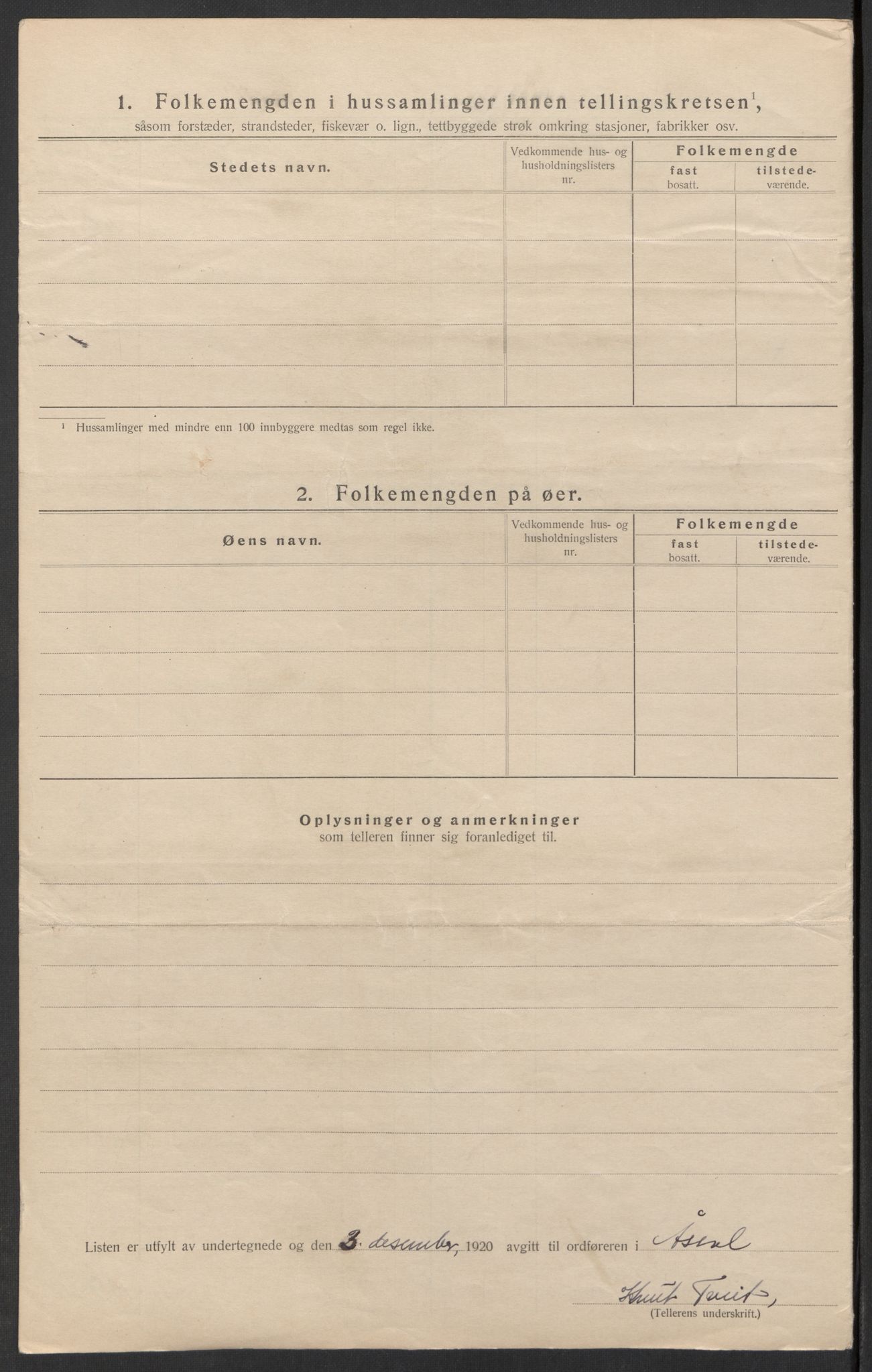 SAK, 1920 census for Åseral, 1920, p. 13