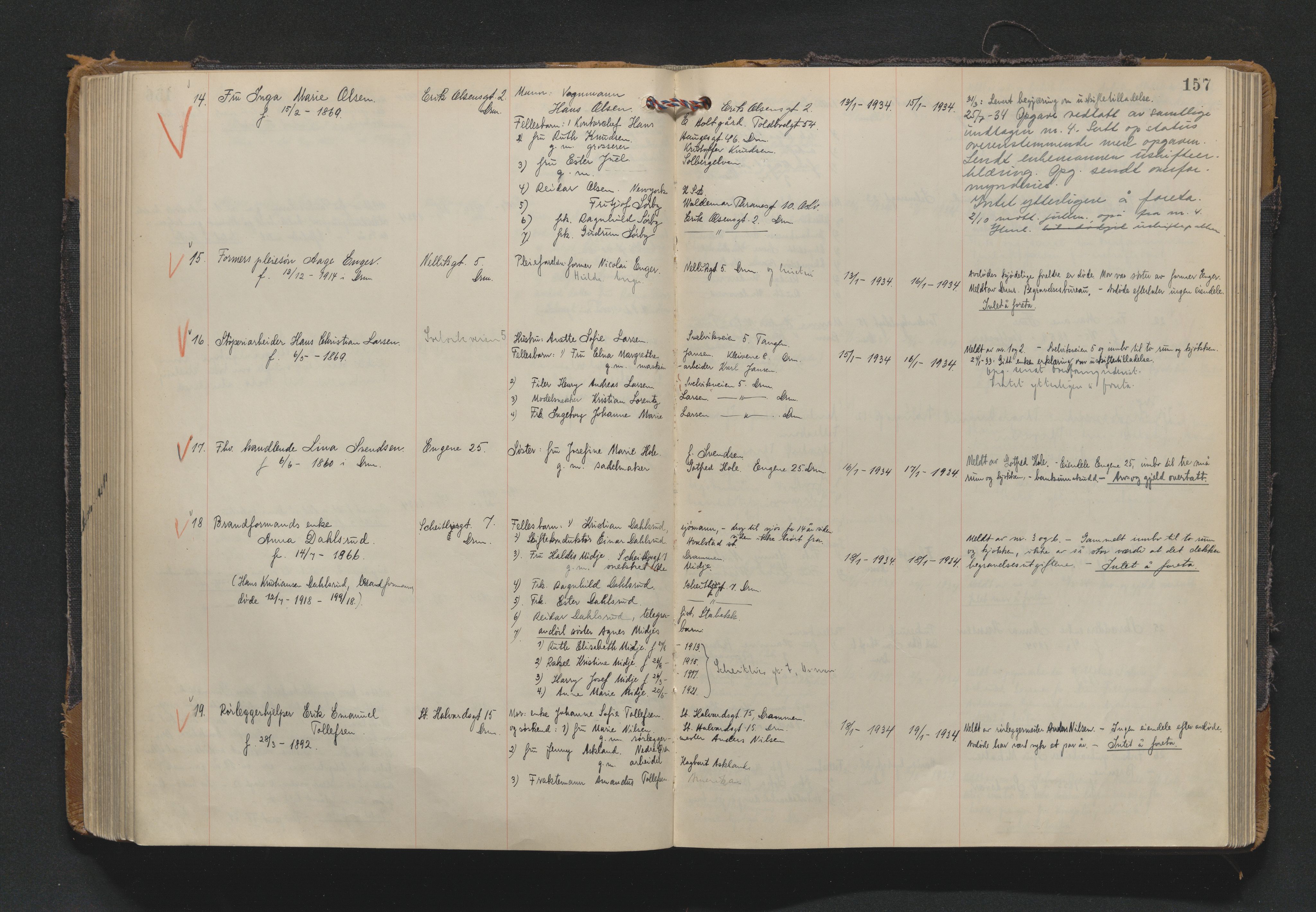 Drammen byfogd, AV/SAKO-A-222/H/Ha/Haa/L0017: Dødsjournal., 1930-1936, p. 157