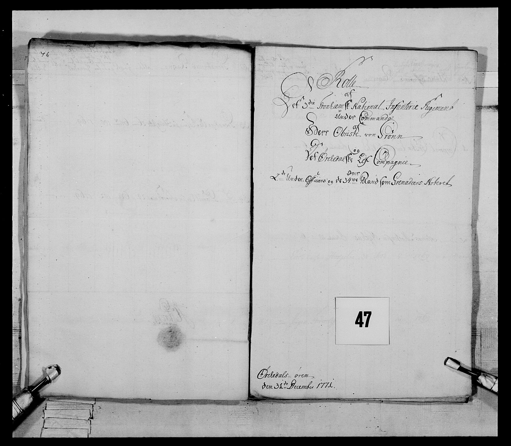 Generalitets- og kommissariatskollegiet, Det kongelige norske kommissariatskollegium, AV/RA-EA-5420/E/Eh/L0084: 3. Trondheimske nasjonale infanteriregiment, 1769-1773, p. 178