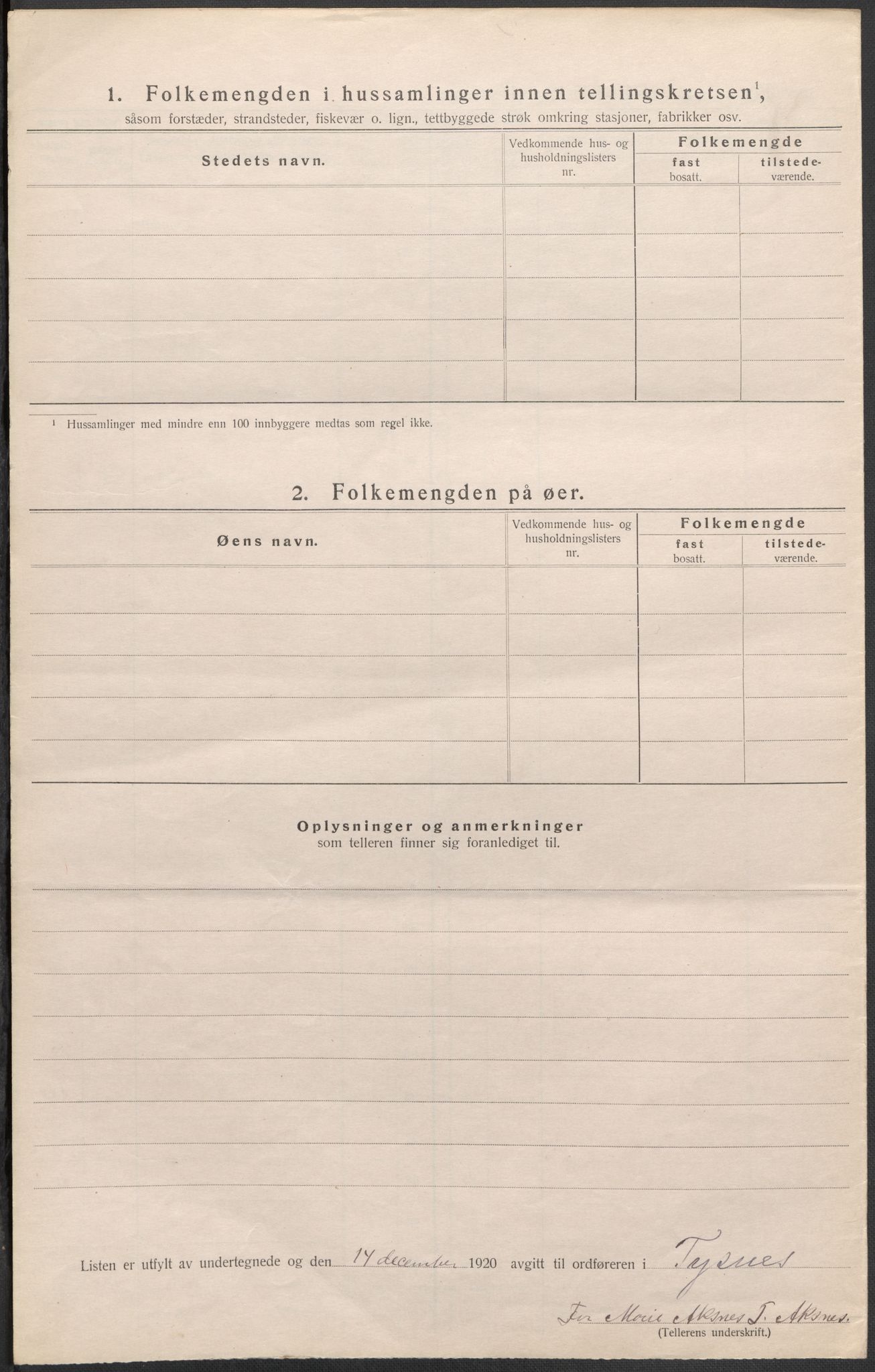 SAB, 1920 census for Tysnes, 1920, p. 49