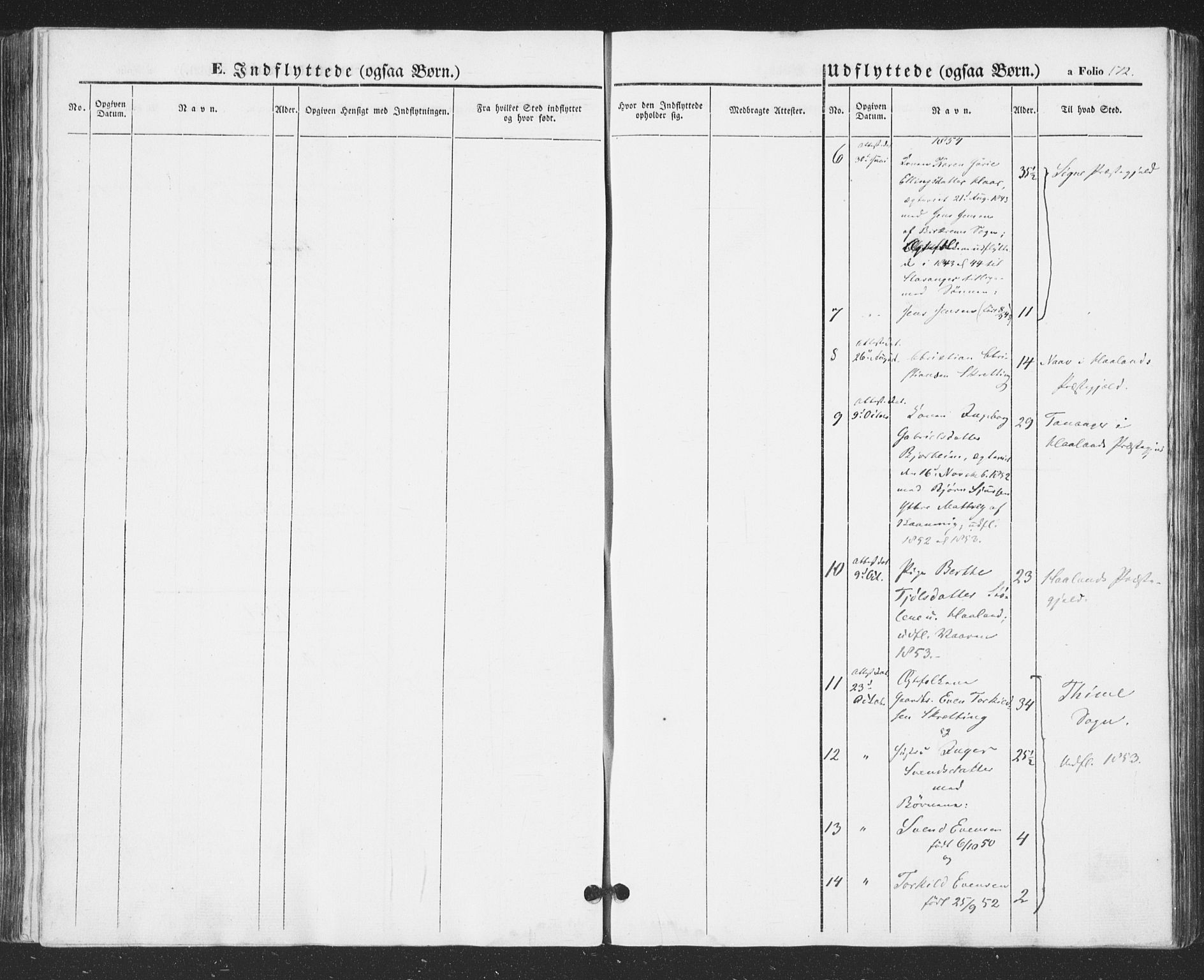 Hå sokneprestkontor, AV/SAST-A-101801/001/30BA/L0007: Parish register (official) no. A 6, 1842-1855, p. 172