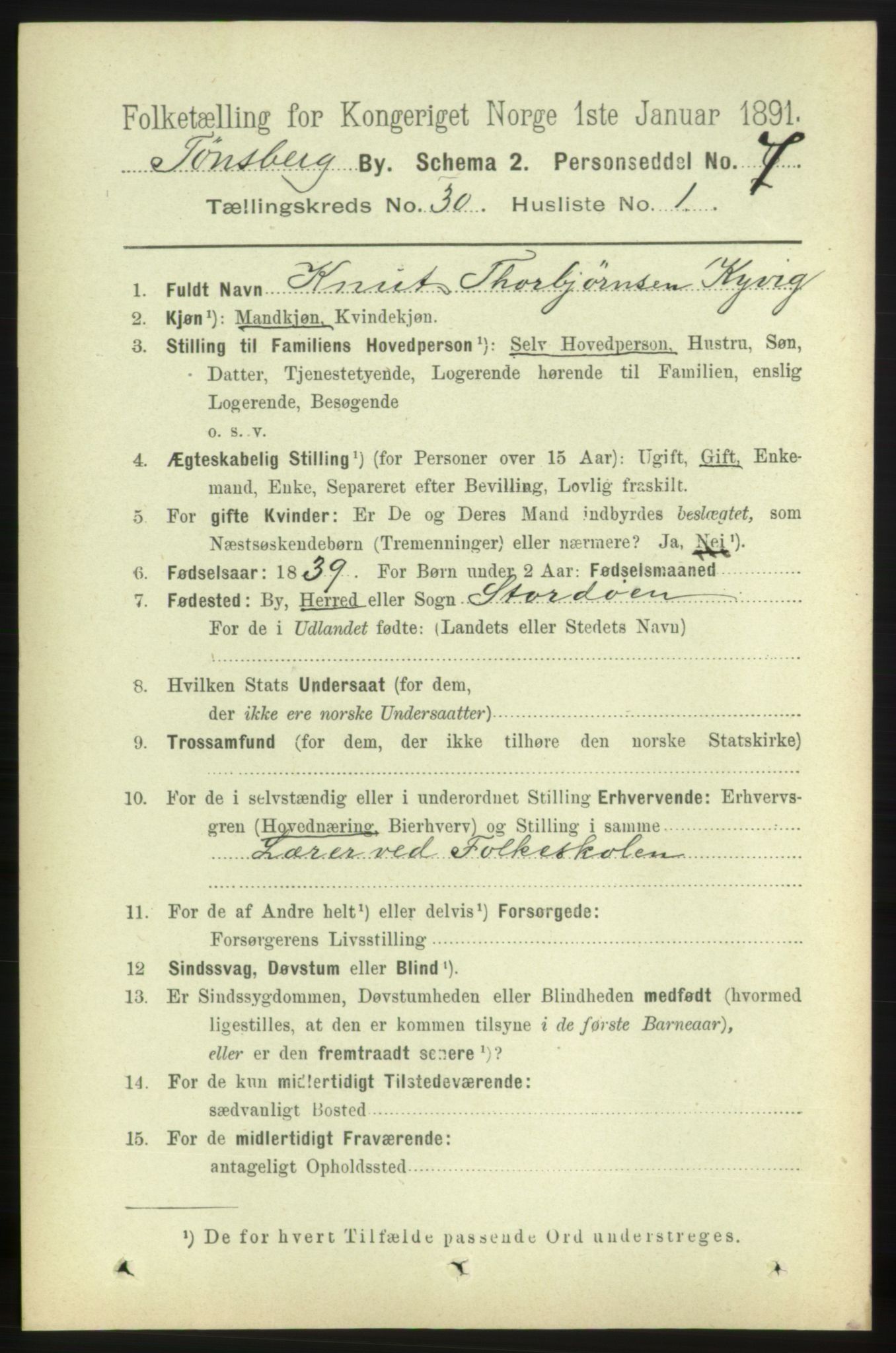 RA, 1891 census for 0705 Tønsberg, 1891, p. 7215