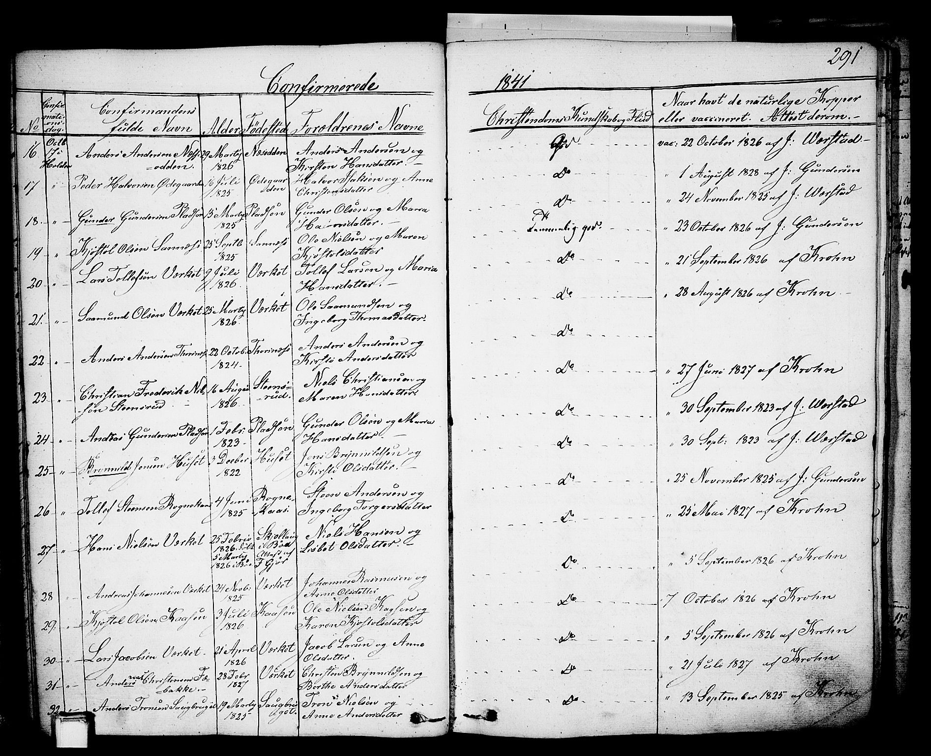 Holla kirkebøker, AV/SAKO-A-272/F/Fa/L0004: Parish register (official) no. 4, 1830-1848, p. 291