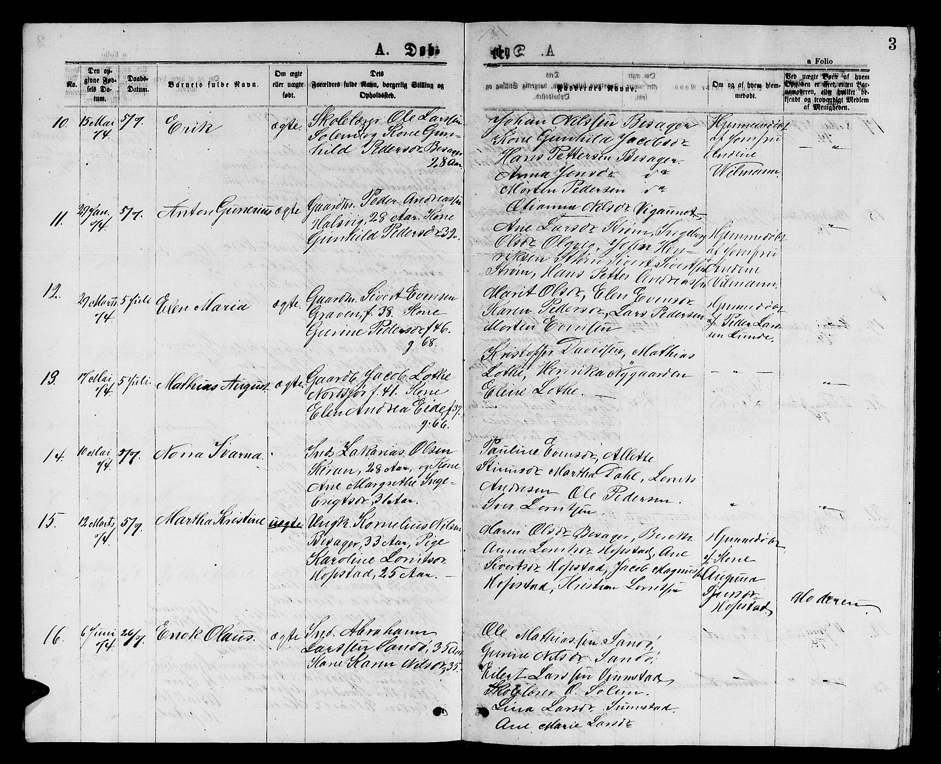 Ministerialprotokoller, klokkerbøker og fødselsregistre - Sør-Trøndelag, AV/SAT-A-1456/657/L0715: Parish register (copy) no. 657C02, 1873-1888, p. 3