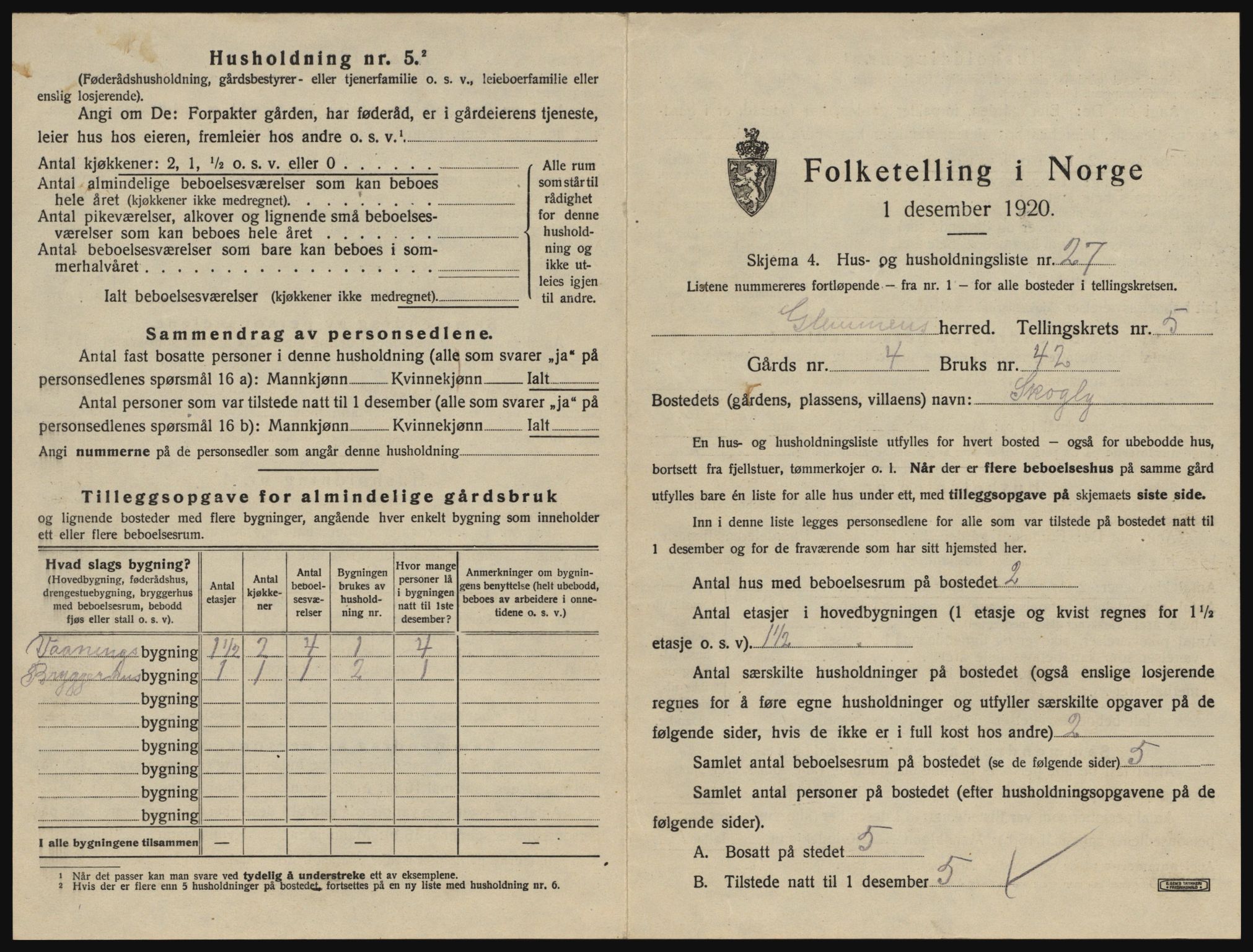 SAO, 1920 census for Glemmen, 1920, p. 1709