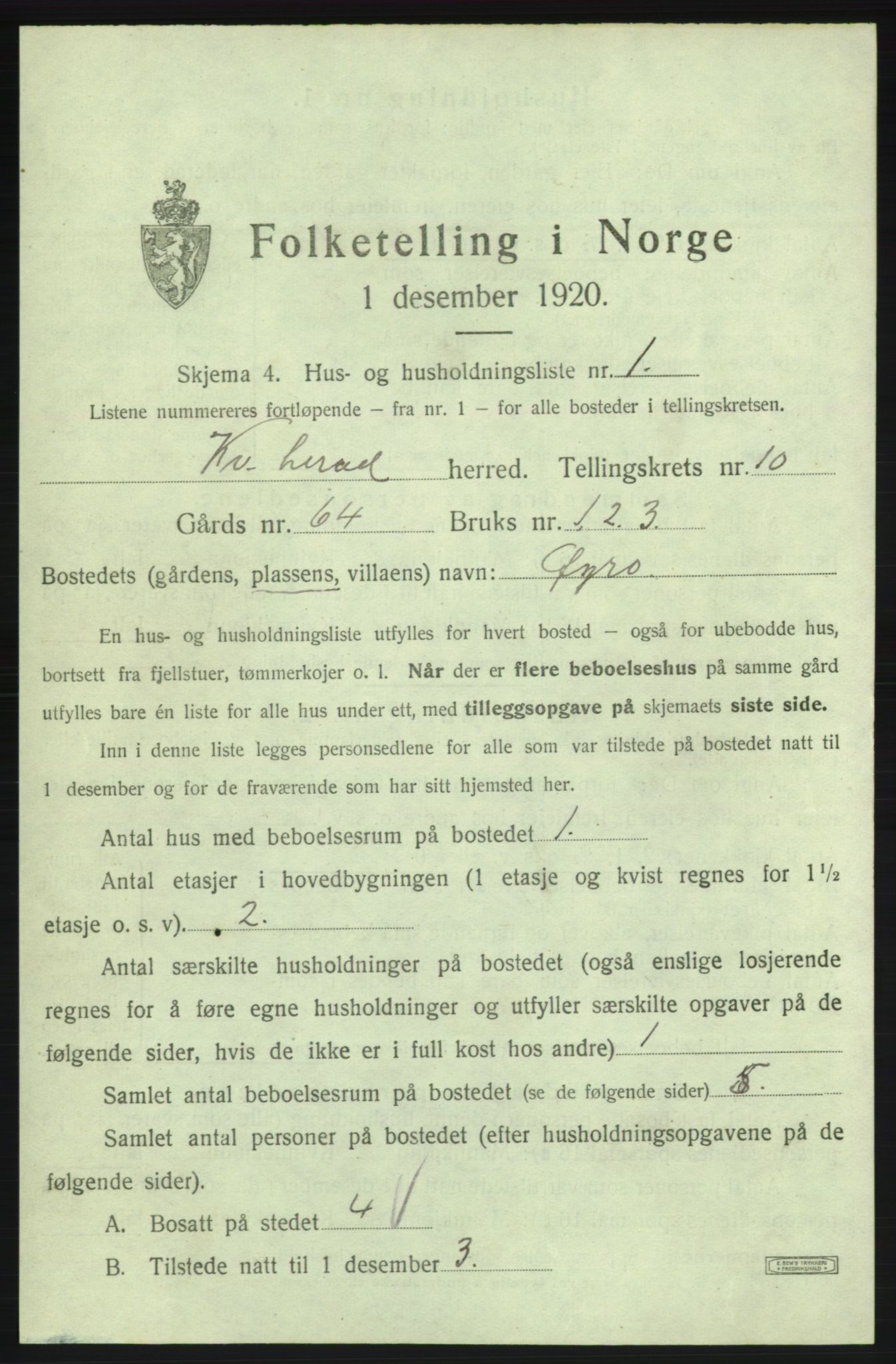SAB, 1920 census for Kvinnherad, 1920, p. 1111