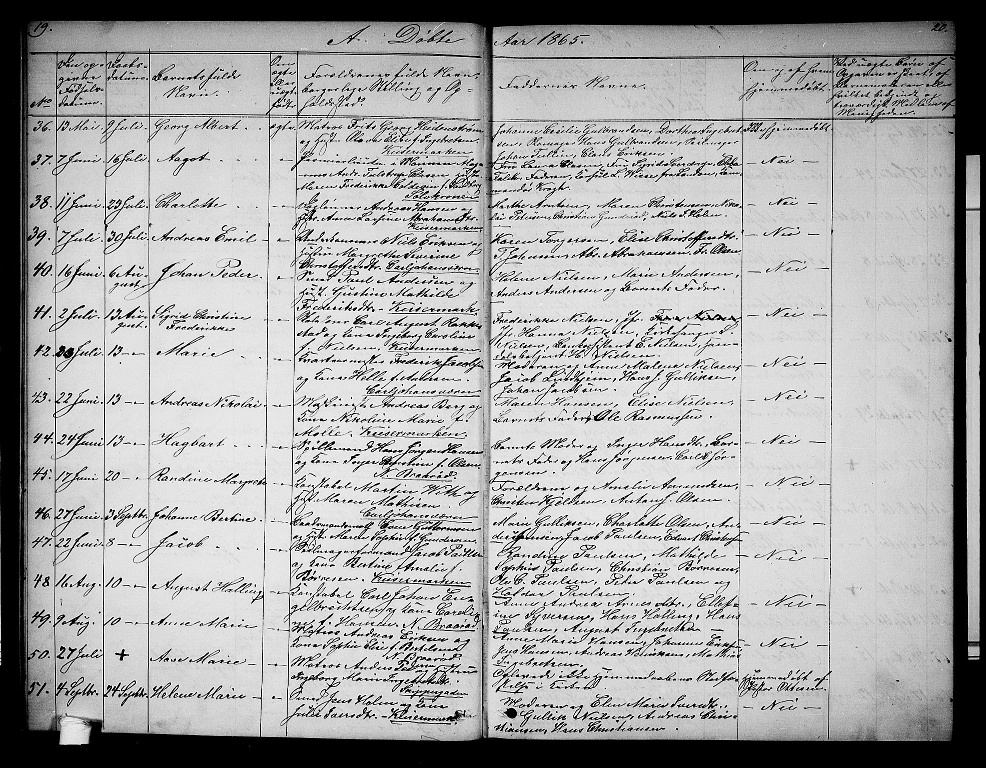 Horten kirkebøker, AV/SAKO-A-348/G/Ga/L0002: Parish register (copy) no. 2, 1864-1871, p. 19-20