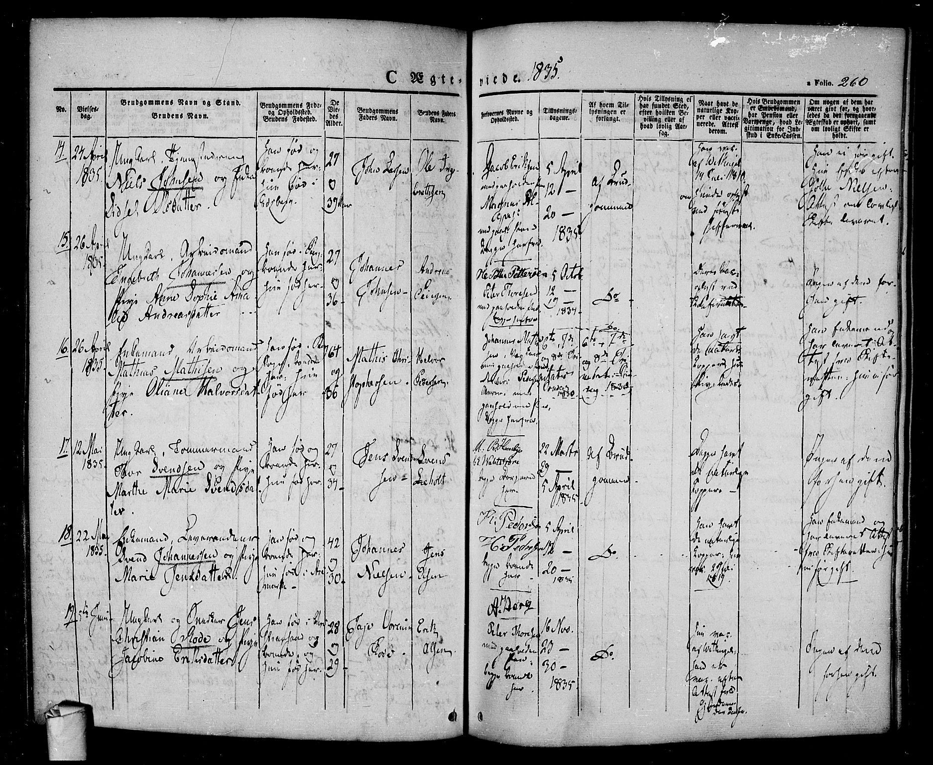 Halden prestekontor Kirkebøker, SAO/A-10909/F/Fa/L0005: Parish register (official) no. I 5, 1834-1845, p. 260