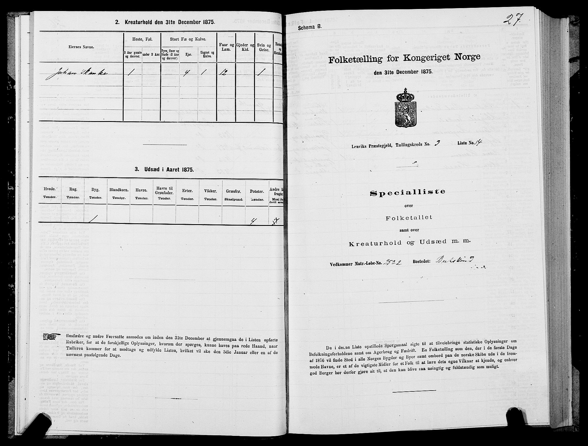 SATØ, 1875 census for 1931P Lenvik, 1875, p. 2027