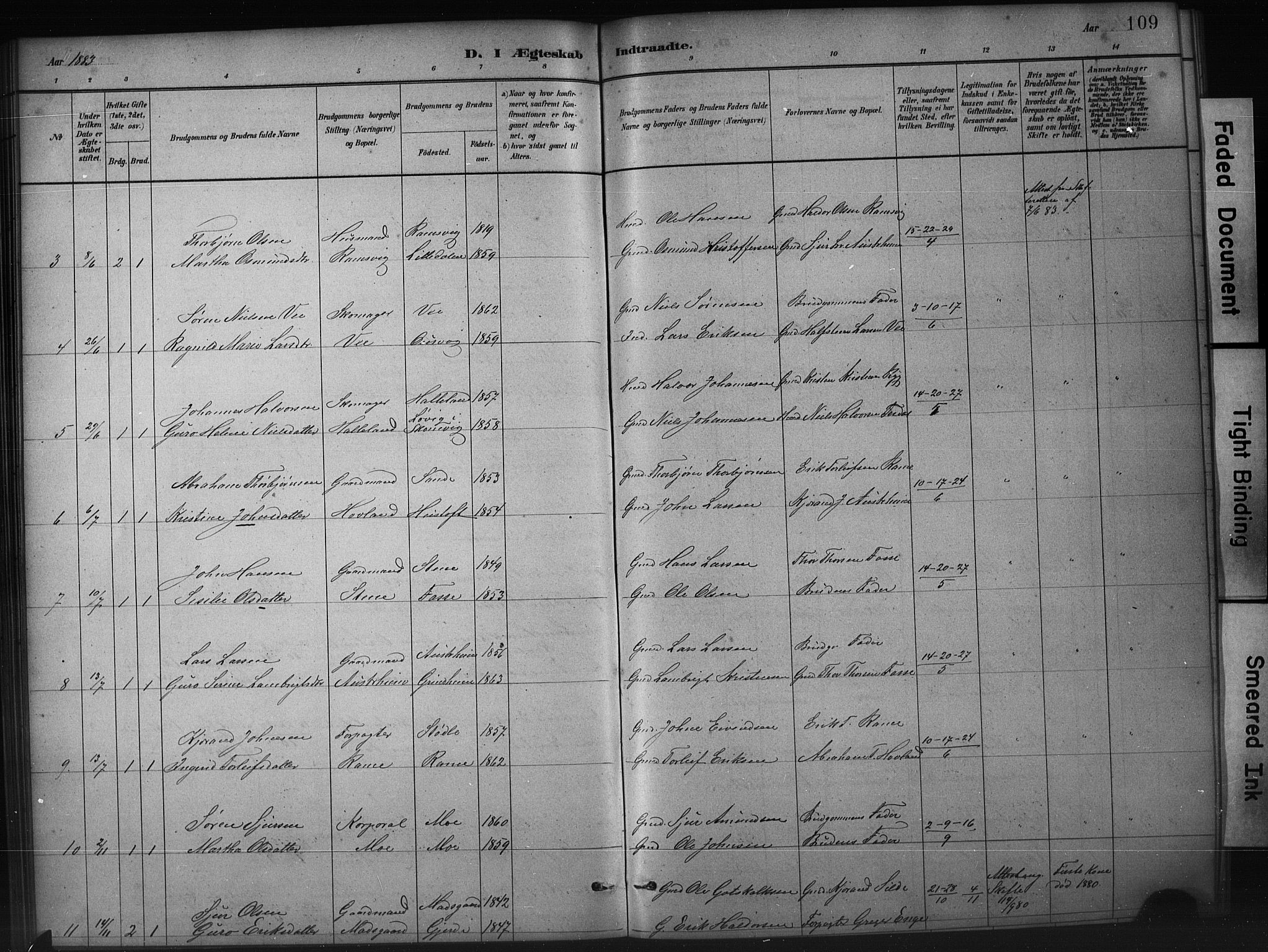 Etne sokneprestembete, SAB/A-75001/H/Hab: Parish register (copy) no. A 5, 1879-1896, p. 109