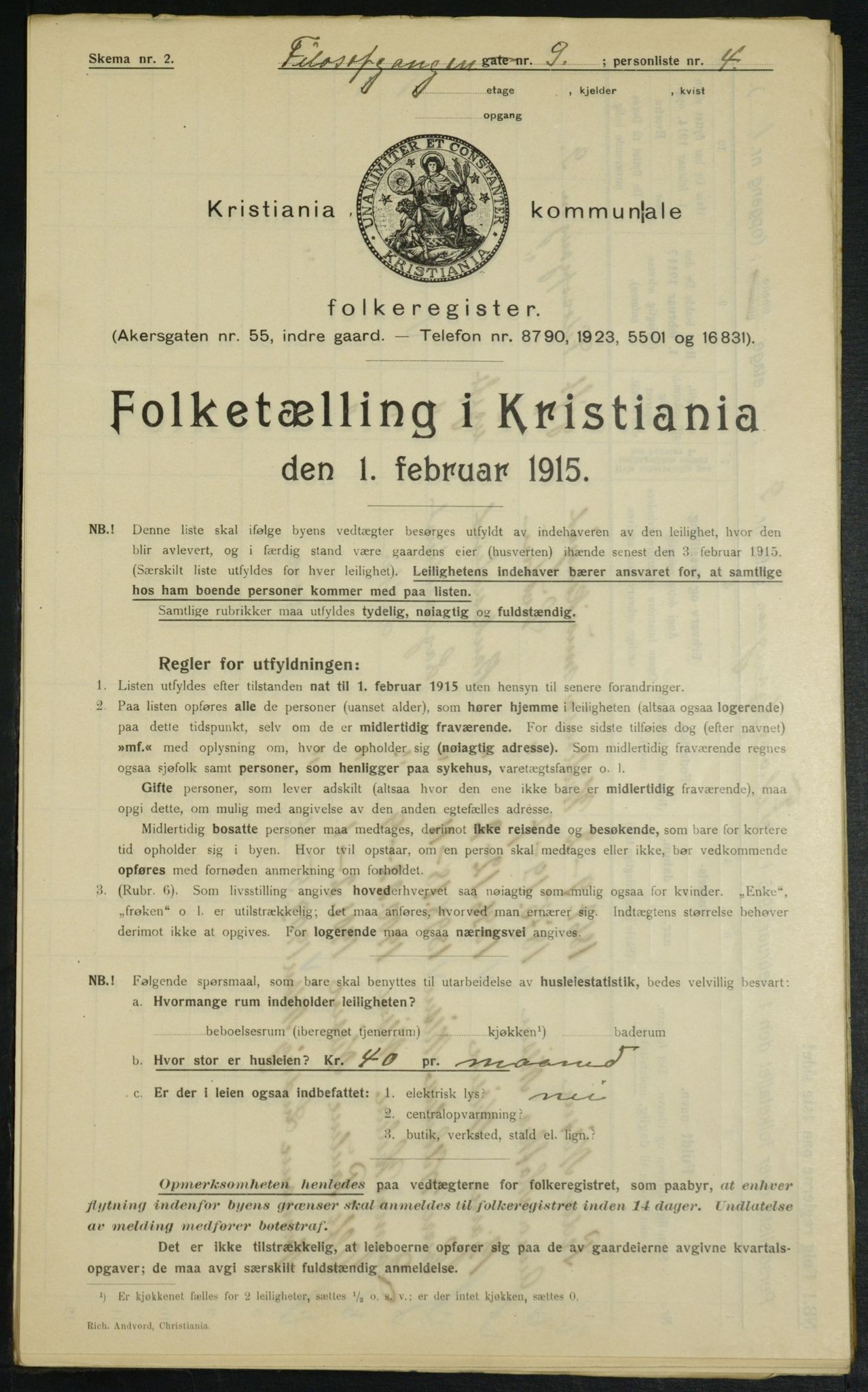 OBA, Municipal Census 1915 for Kristiania, 1915, p. 23808