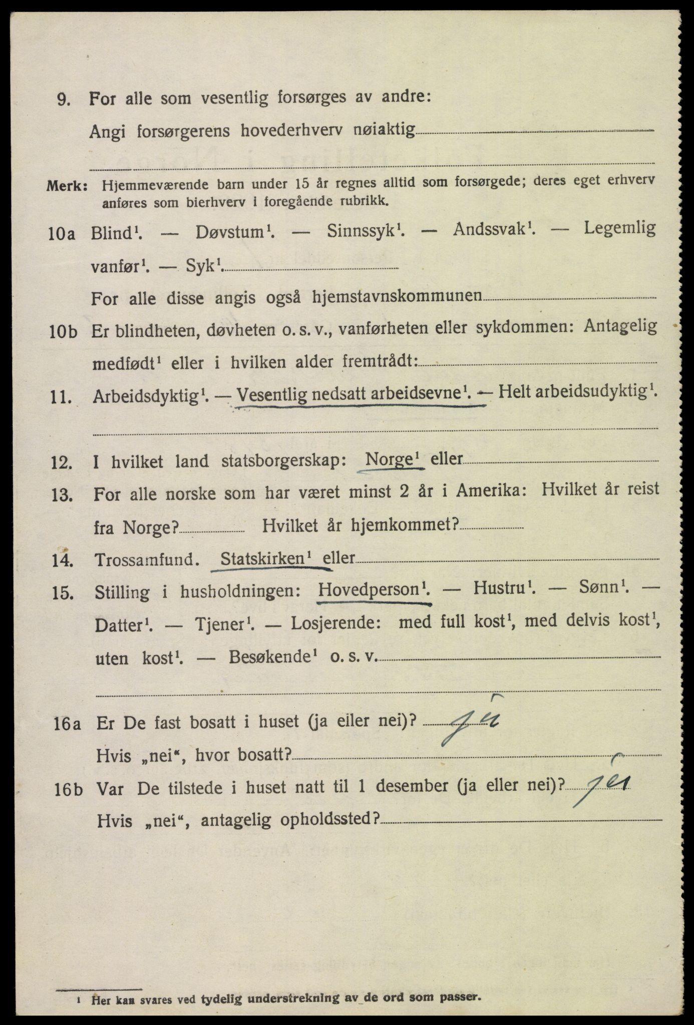 SAK, 1920 census for Tovdal, 1920, p. 570