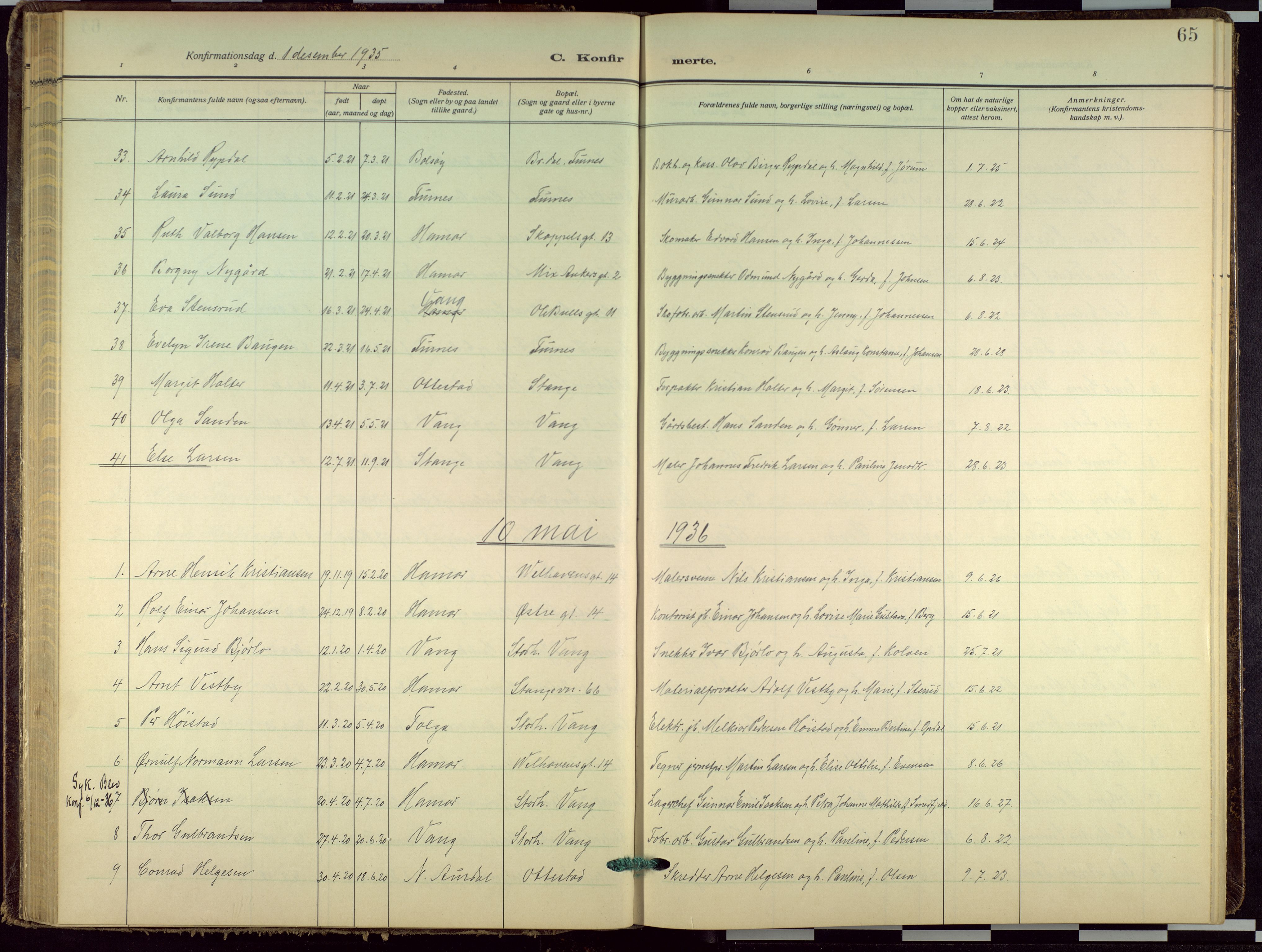 Hamar prestekontor, AV/SAH-DOMPH-002/H/Ha/Haa/L0005: Parish register (official) no. 5, 1929-1958, p. 65