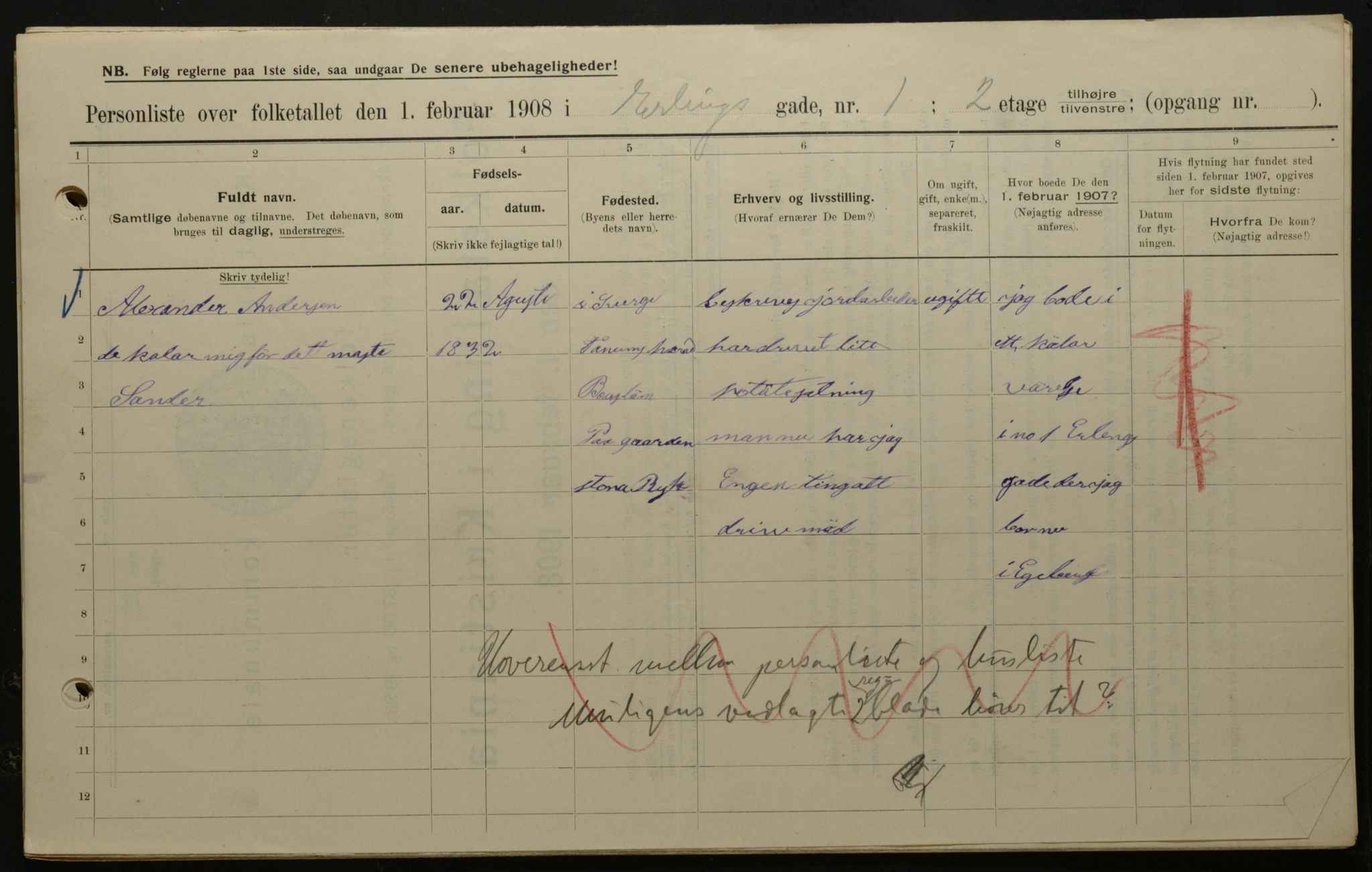 OBA, Municipal Census 1908 for Kristiania, 1908, p. 20018
