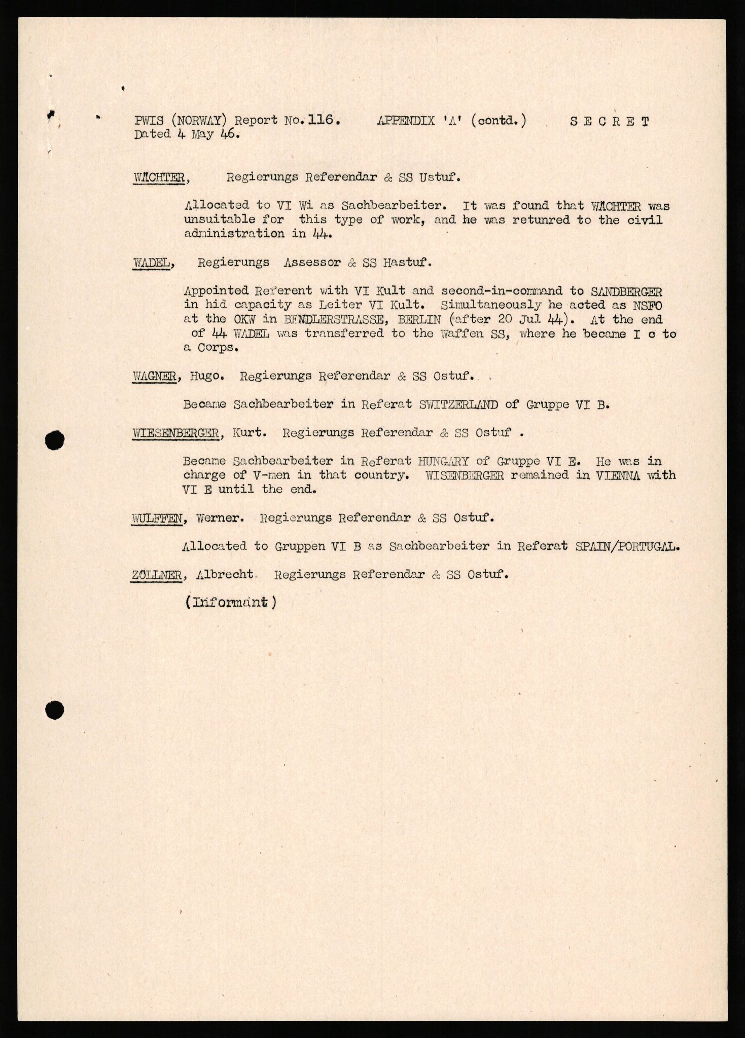 Forsvaret, Forsvarets overkommando II, AV/RA-RAFA-3915/D/Db/L0037: CI Questionaires. Tyske okkupasjonsstyrker i Norge. Tyskere., 1945-1946, p. 523