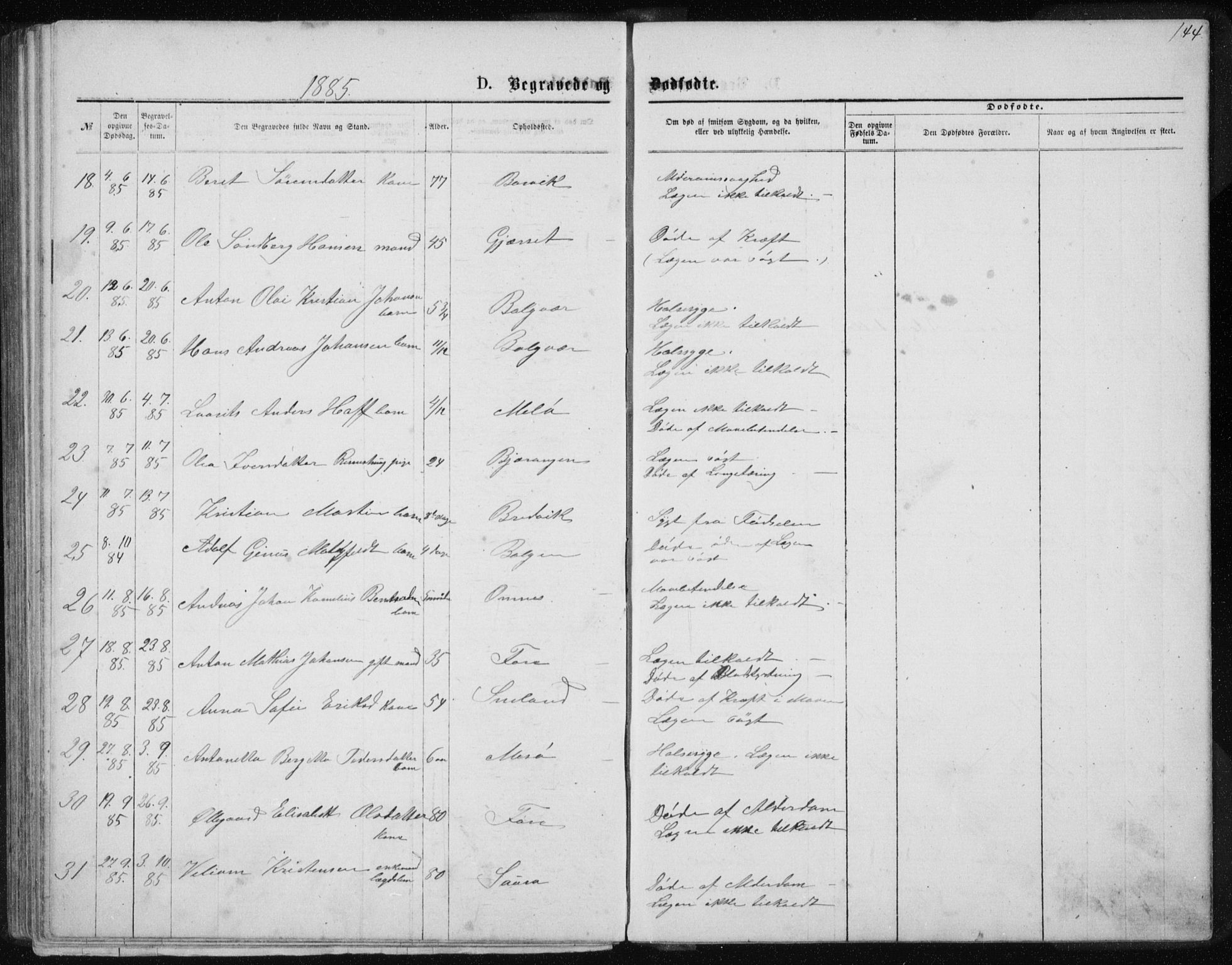 Ministerialprotokoller, klokkerbøker og fødselsregistre - Nordland, AV/SAT-A-1459/843/L0635: Parish register (copy) no. 843C04, 1872-1887, p. 144