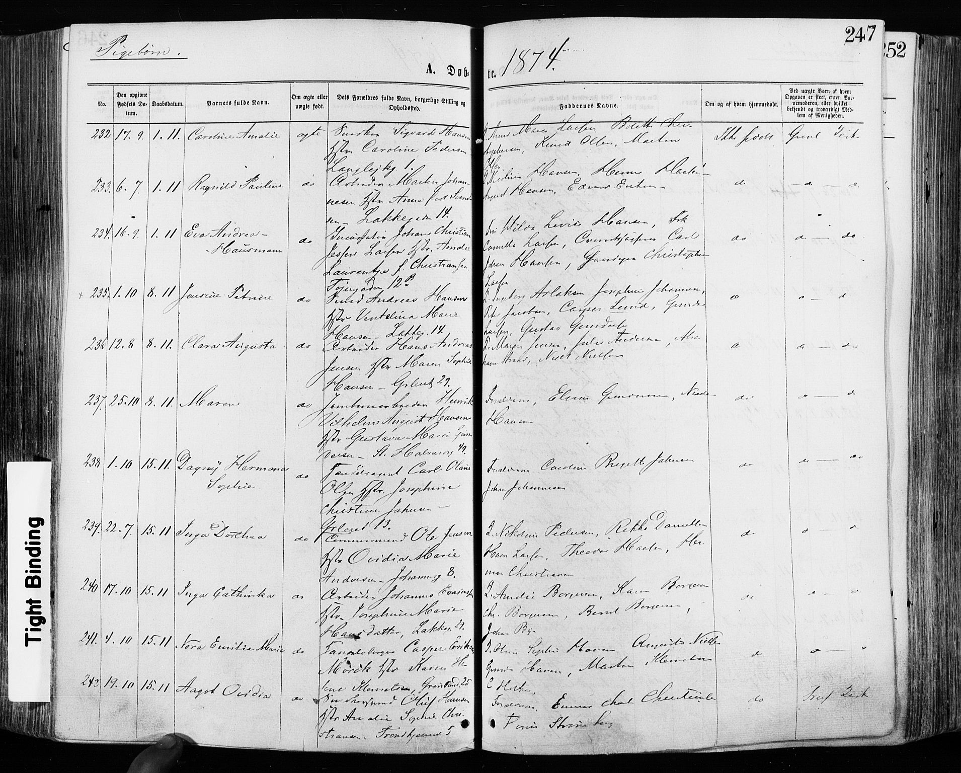 Grønland prestekontor Kirkebøker, AV/SAO-A-10848/F/Fa/L0004: Parish register (official) no. 4, 1869-1880, p. 247