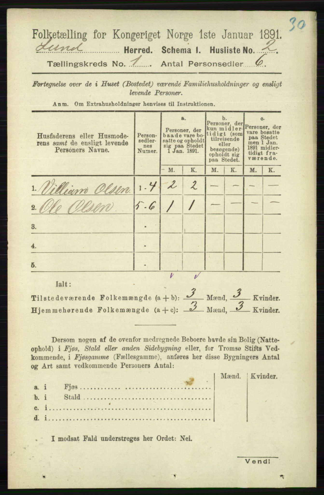 RA, 1891 census for 1112 Lund, 1891, p. 18