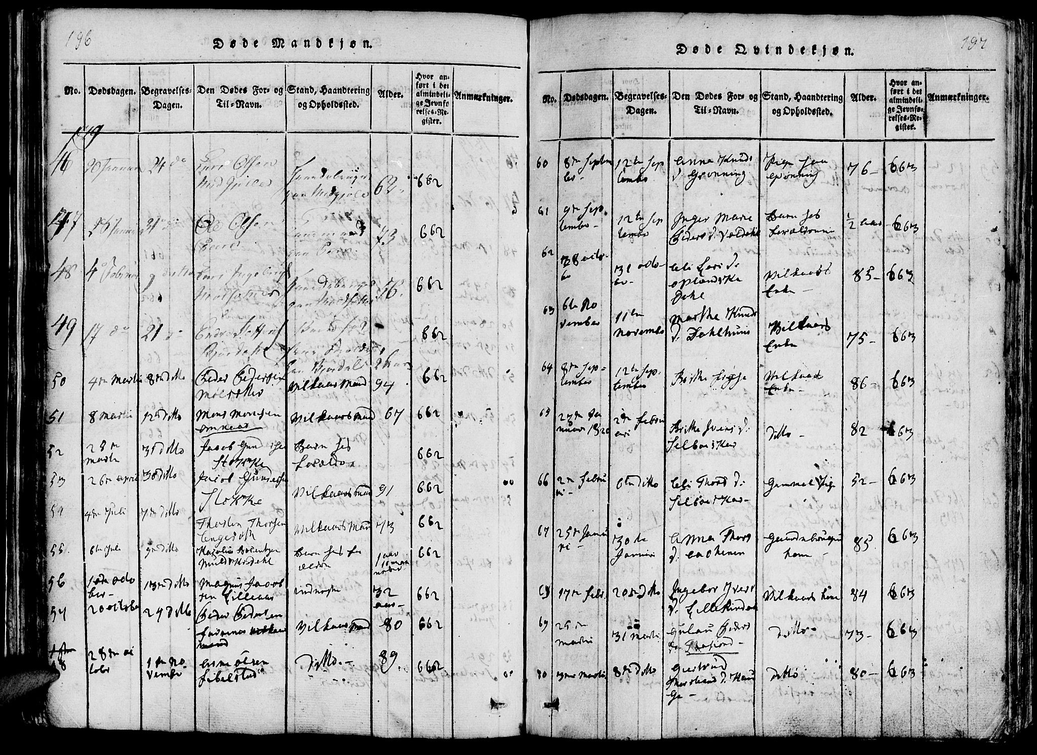 Ministerialprotokoller, klokkerbøker og fødselsregistre - Møre og Romsdal, SAT/A-1454/519/L0260: Parish register (copy) no. 519C01, 1817-1829, p. 196-197