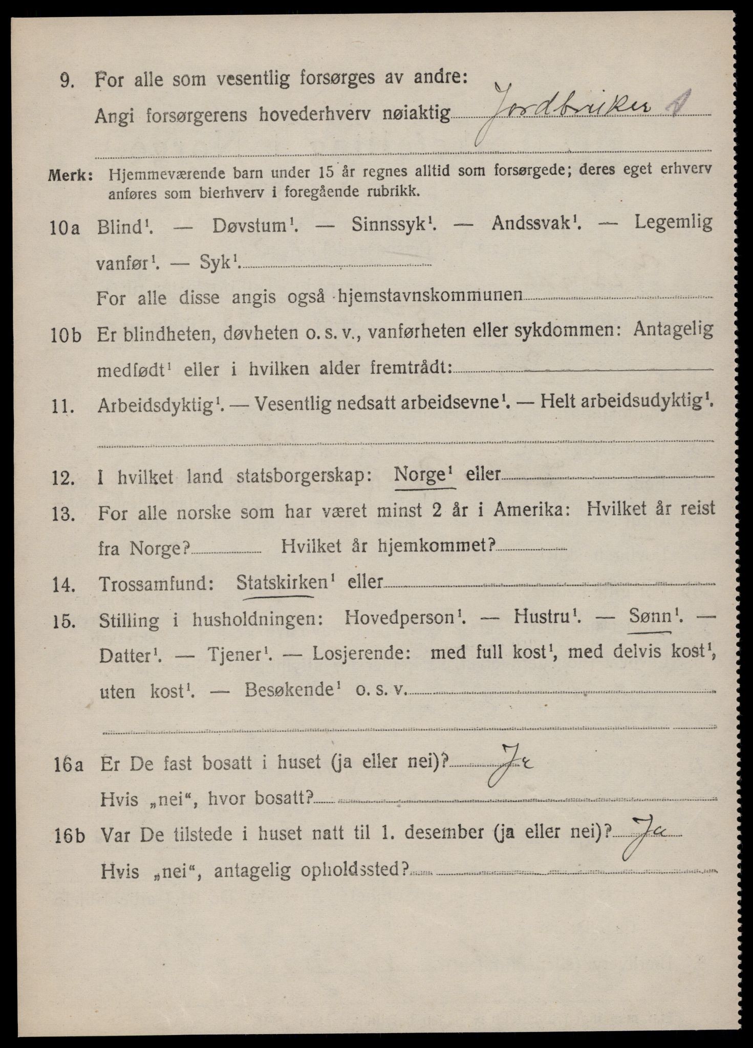 SAT, 1920 census for Vestnes, 1920, p. 1862
