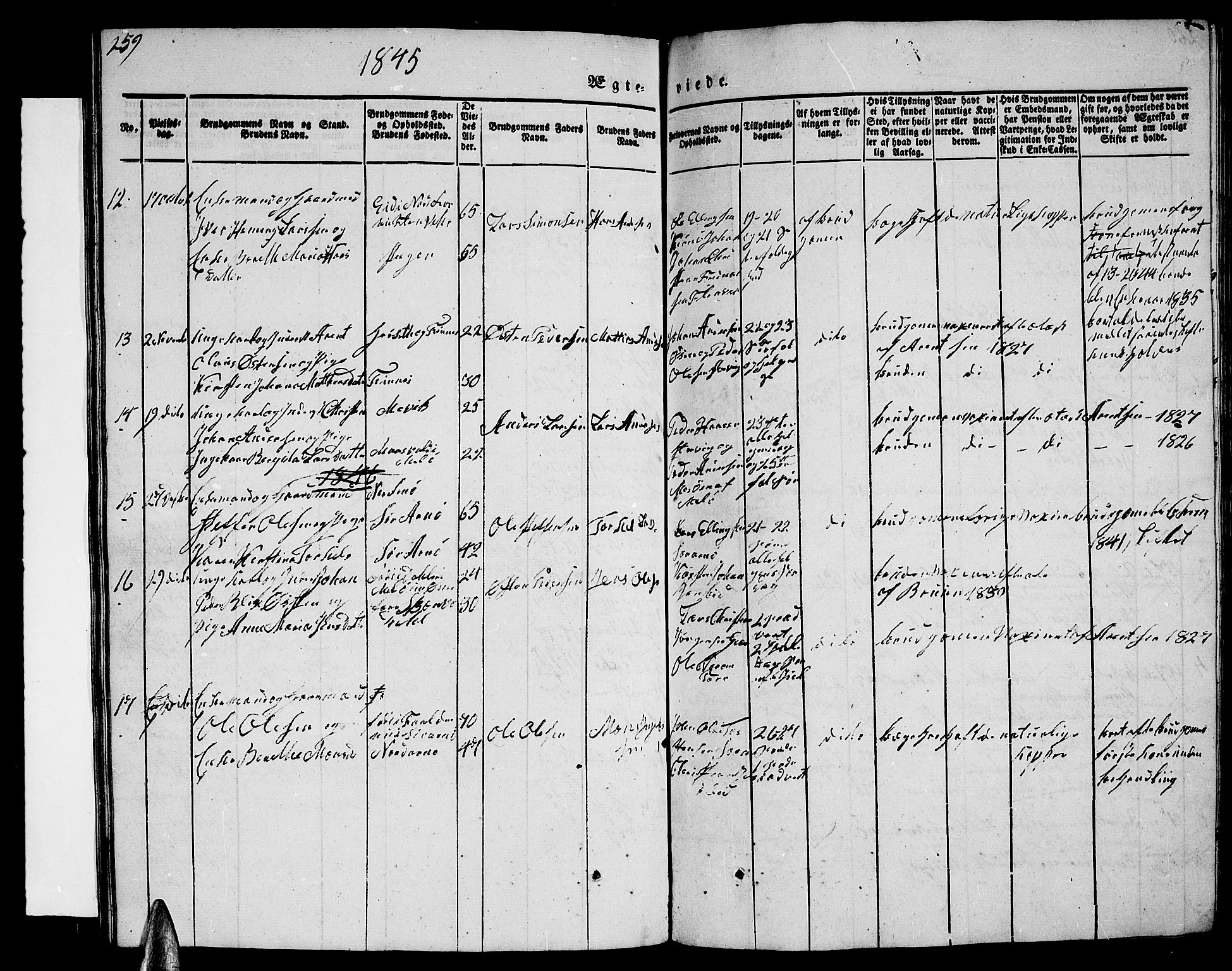 Ministerialprotokoller, klokkerbøker og fødselsregistre - Nordland, AV/SAT-A-1459/805/L0106: Parish register (copy) no. 805C02, 1841-1861, p. 259