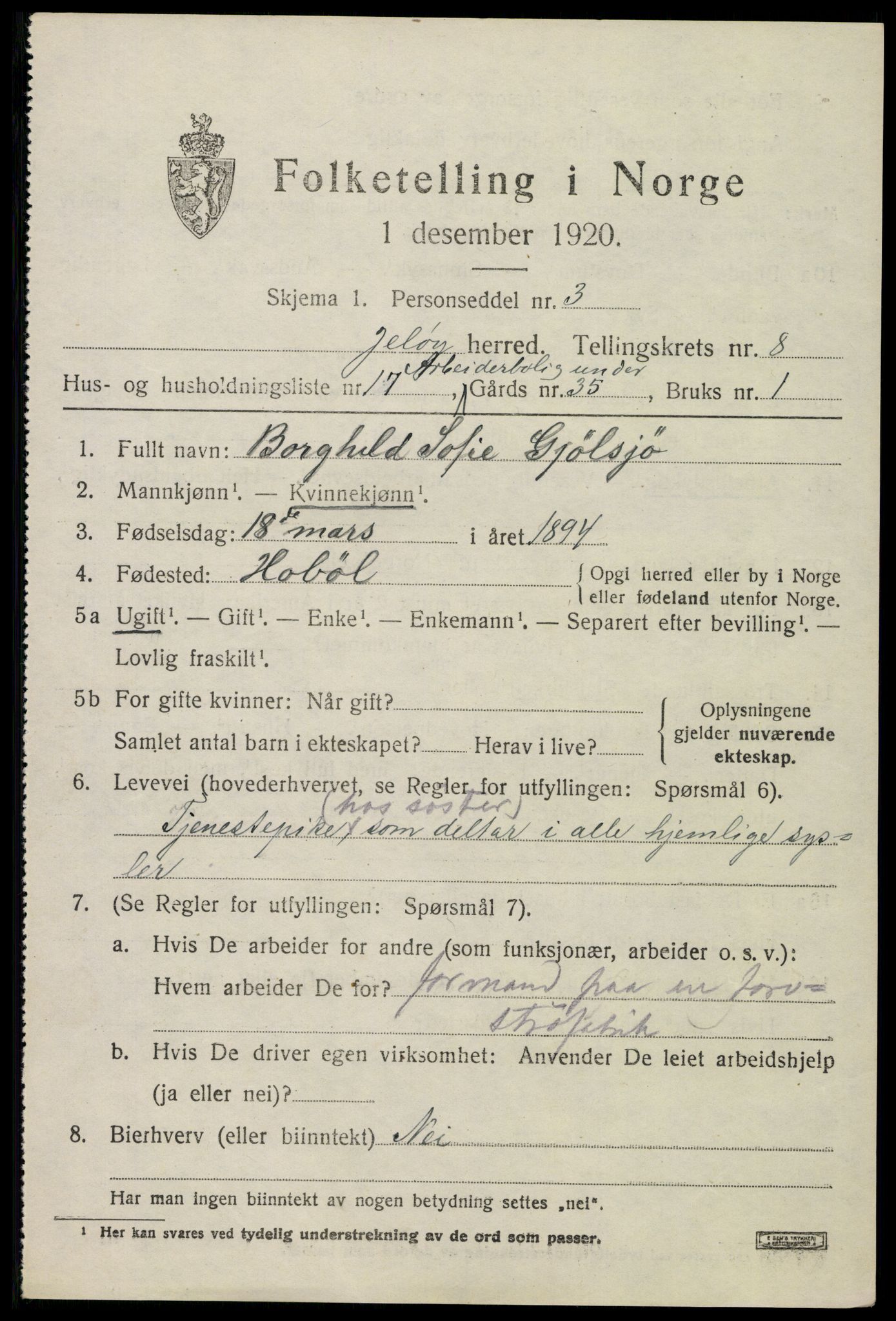 SAO, 1920 census for Moss land district, 1920, p. 8933