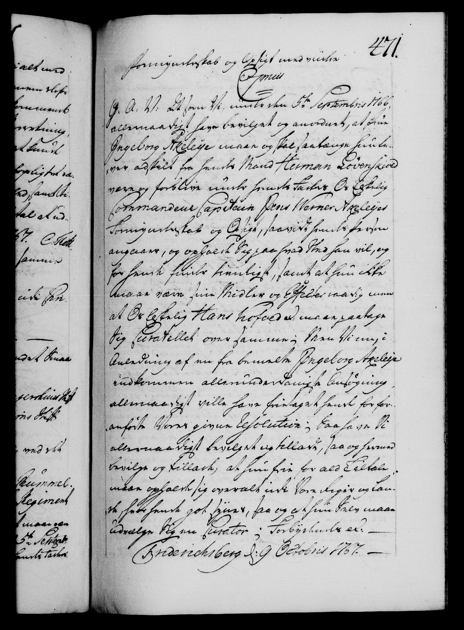 Danske Kanselli 1572-1799, AV/RA-EA-3023/F/Fc/Fca/Fcaa/L0043: Norske registre, 1766-1768, p. 471a