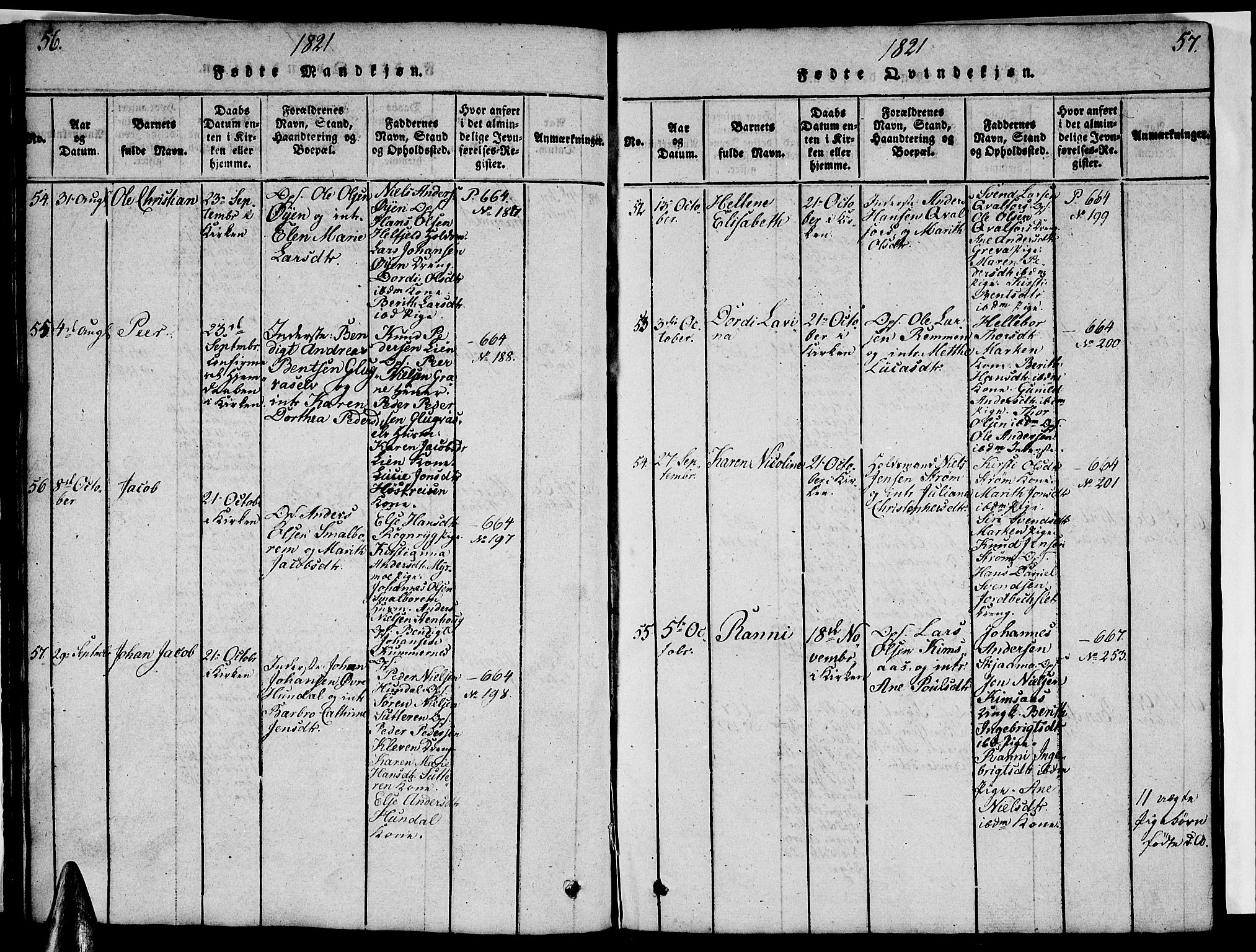 Ministerialprotokoller, klokkerbøker og fødselsregistre - Nordland, AV/SAT-A-1459/820/L0299: Parish register (copy) no. 820C01, 1820-1825, p. 56-57