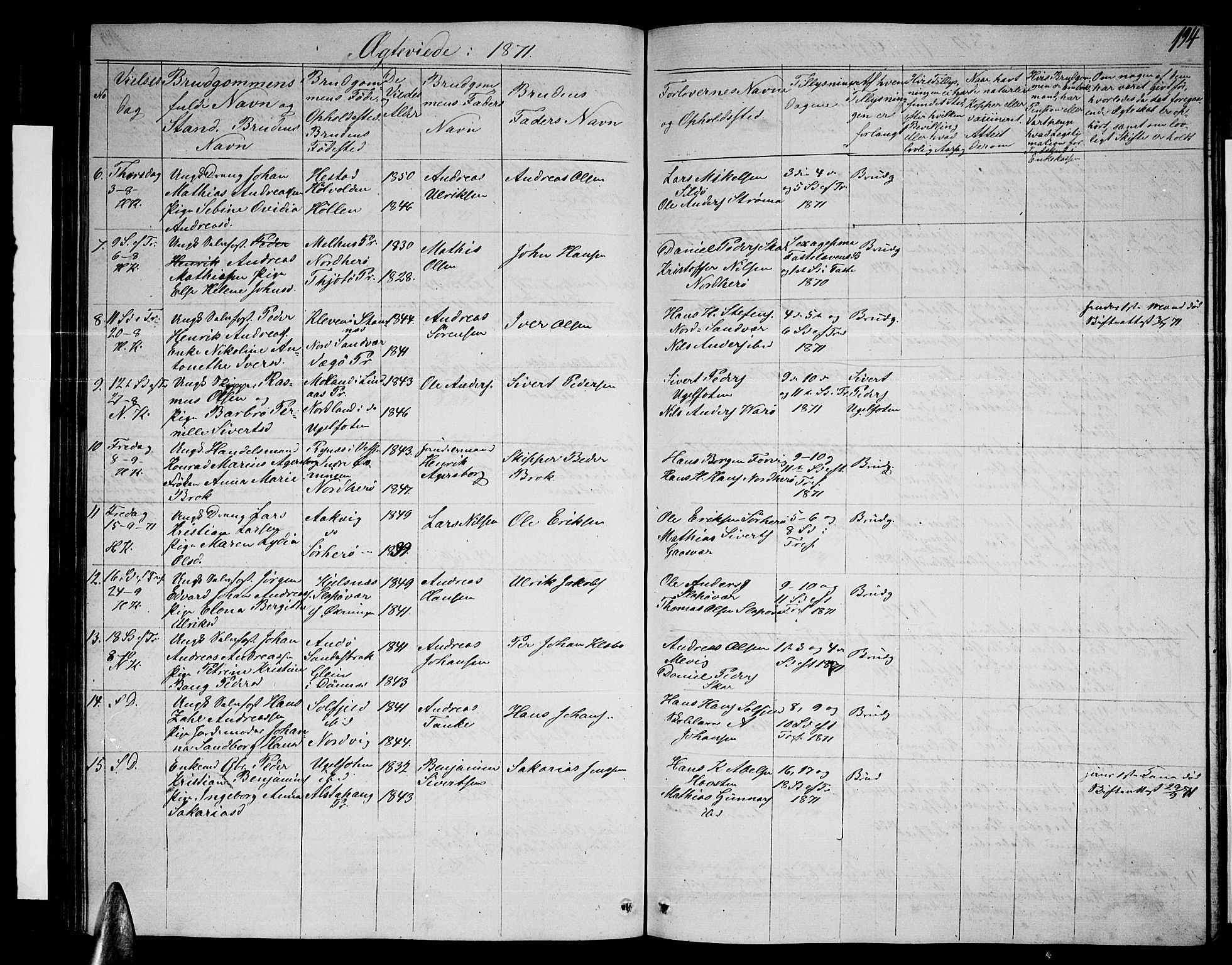 Ministerialprotokoller, klokkerbøker og fødselsregistre - Nordland, AV/SAT-A-1459/834/L0512: Parish register (copy) no. 834C03, 1862-1877, p. 194