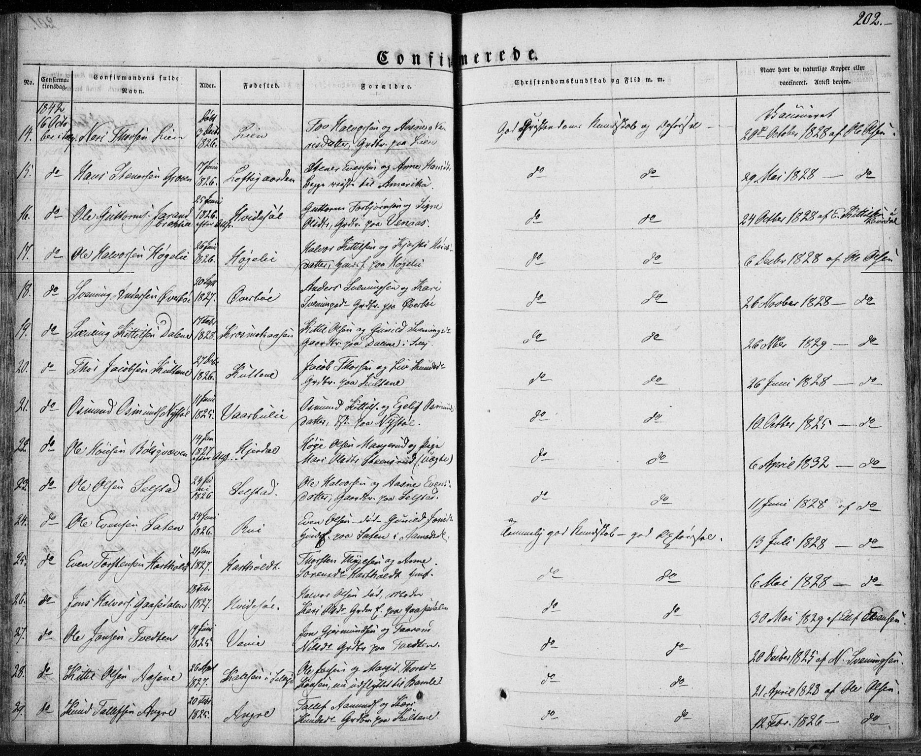 Seljord kirkebøker, SAKO/A-20/F/Fa/L0011: Parish register (official) no. I 11, 1831-1849, p. 202