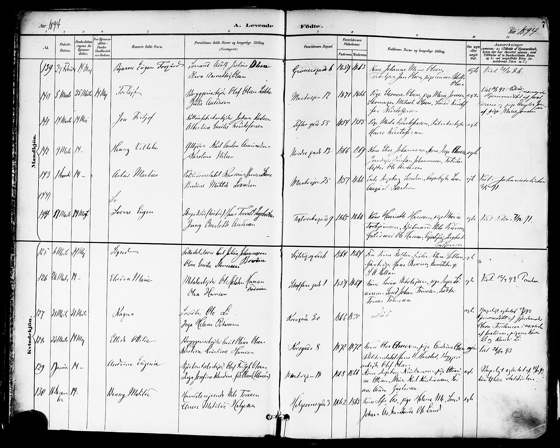 Paulus prestekontor Kirkebøker, SAO/A-10871/F/Fa/L0014: Parish register (official) no. 14, 1894-1902, p. 7