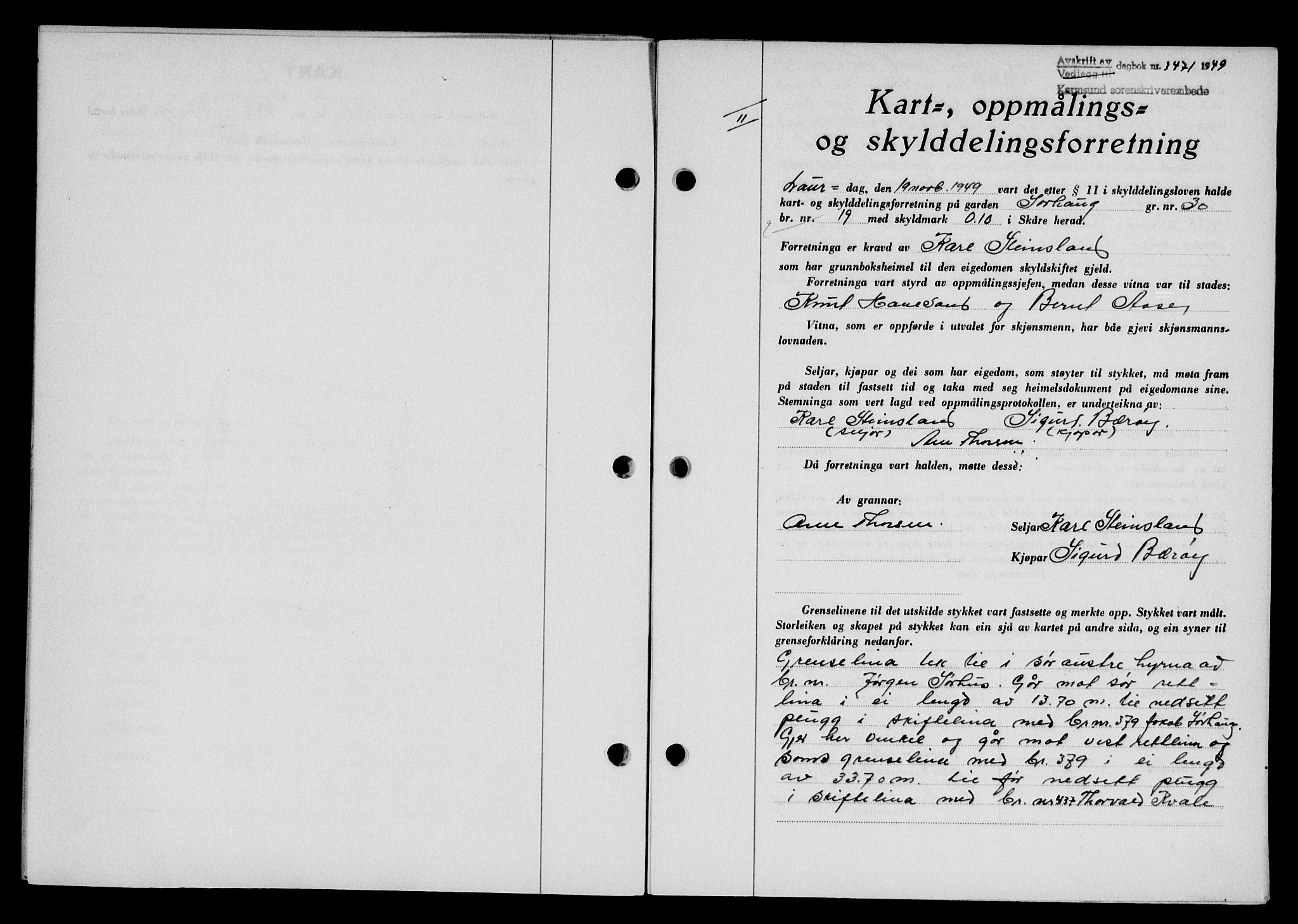 Karmsund sorenskriveri, SAST/A-100311/01/II/IIB/L0098: Mortgage book no. 78A, 1949-1950, Diary no: : 3471/1949