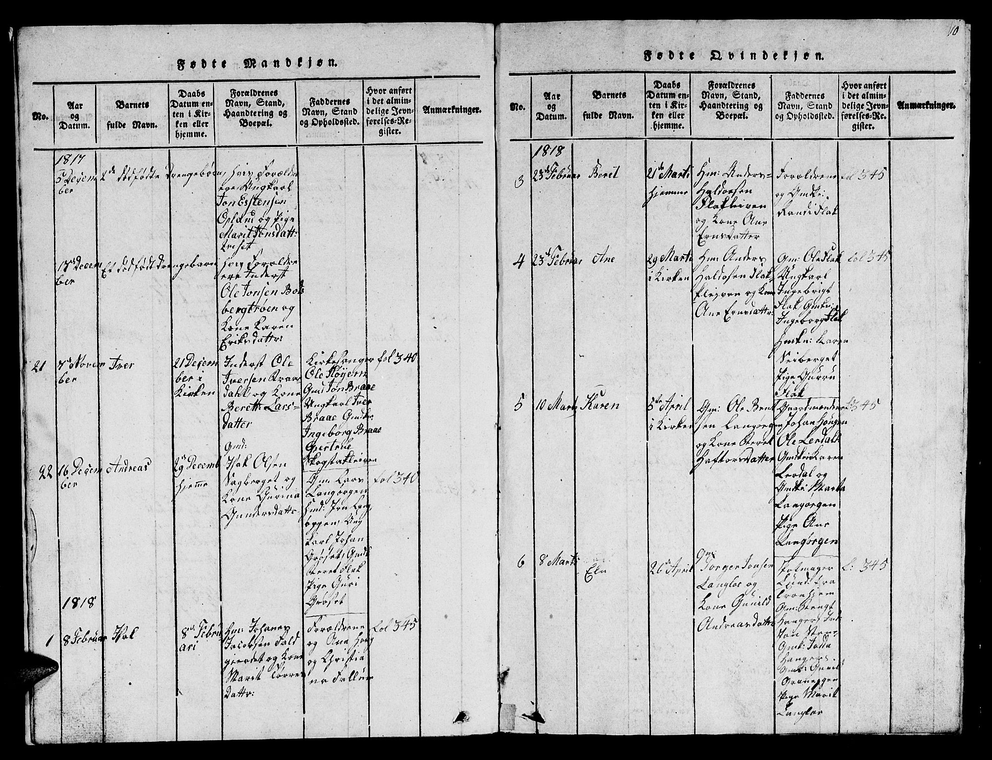 Ministerialprotokoller, klokkerbøker og fødselsregistre - Sør-Trøndelag, SAT/A-1456/612/L0385: Parish register (copy) no. 612C01, 1816-1845, p. 10