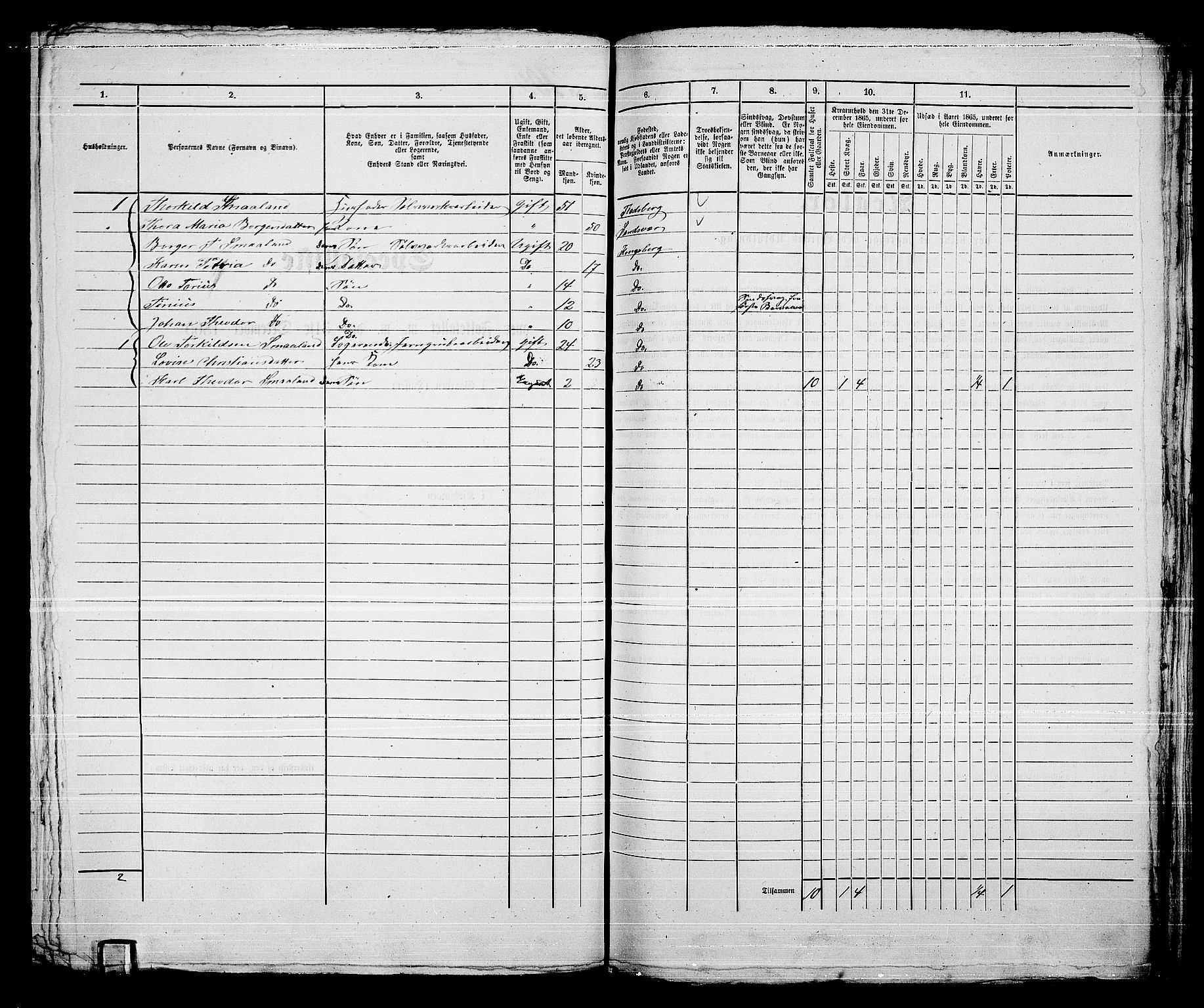 RA, 1865 census for Kongsberg/Kongsberg, 1865, p. 1434