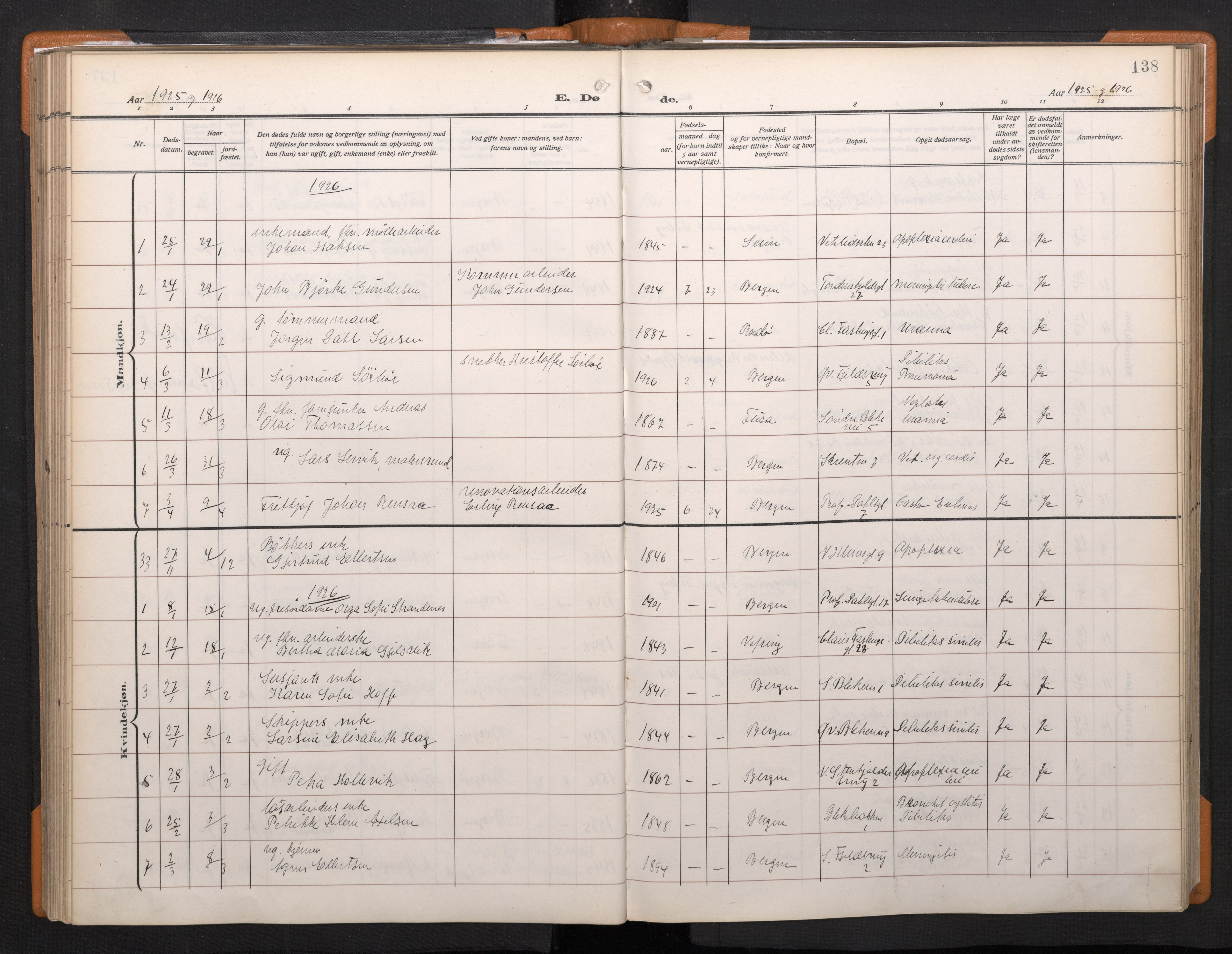 Korskirken sokneprestembete, SAB/A-76101/H/Haa/L0048: Parish register (official) no. E 6, 1910-1960, p. 137b-138a