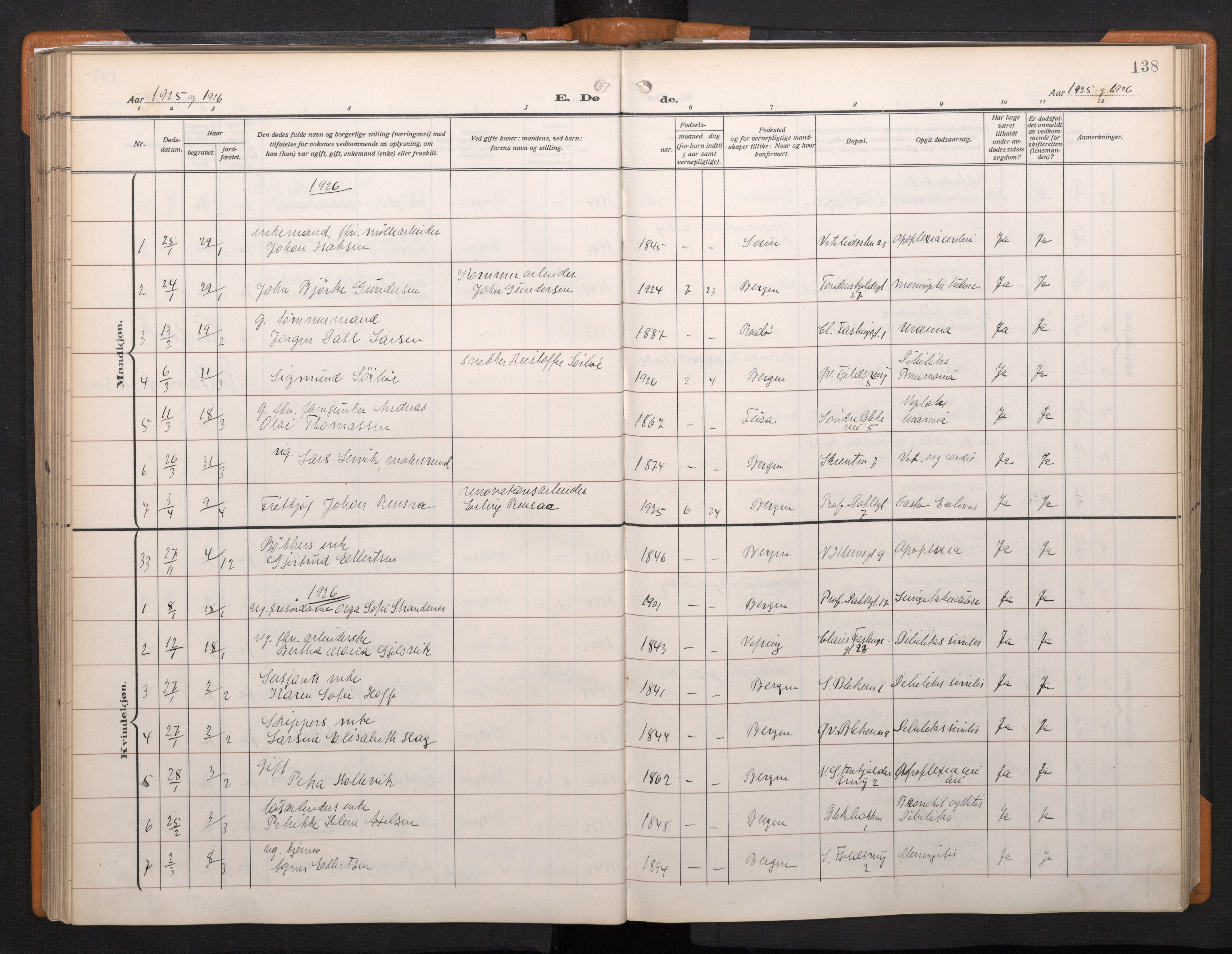Korskirken sokneprestembete, AV/SAB-A-76101/H/Haa/L0048: Parish register (official) no. E 6, 1910-1960, p. 137b-138a