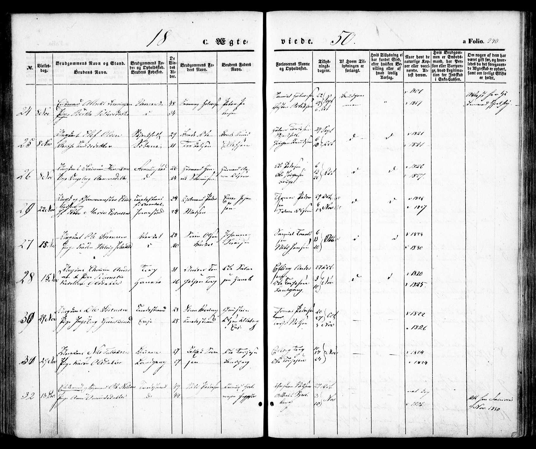 Holt sokneprestkontor, AV/SAK-1111-0021/F/Fa/L0008: Parish register (official) no. A 8, 1849-1860, p. 240