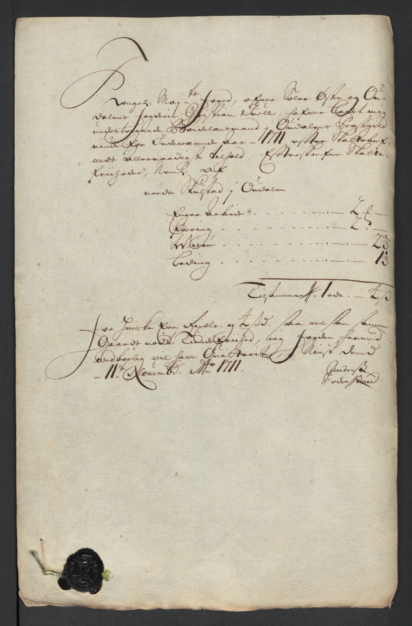 Rentekammeret inntil 1814, Reviderte regnskaper, Fogderegnskap, RA/EA-4092/R13/L0848: Fogderegnskap Solør, Odal og Østerdal, 1711, p. 303