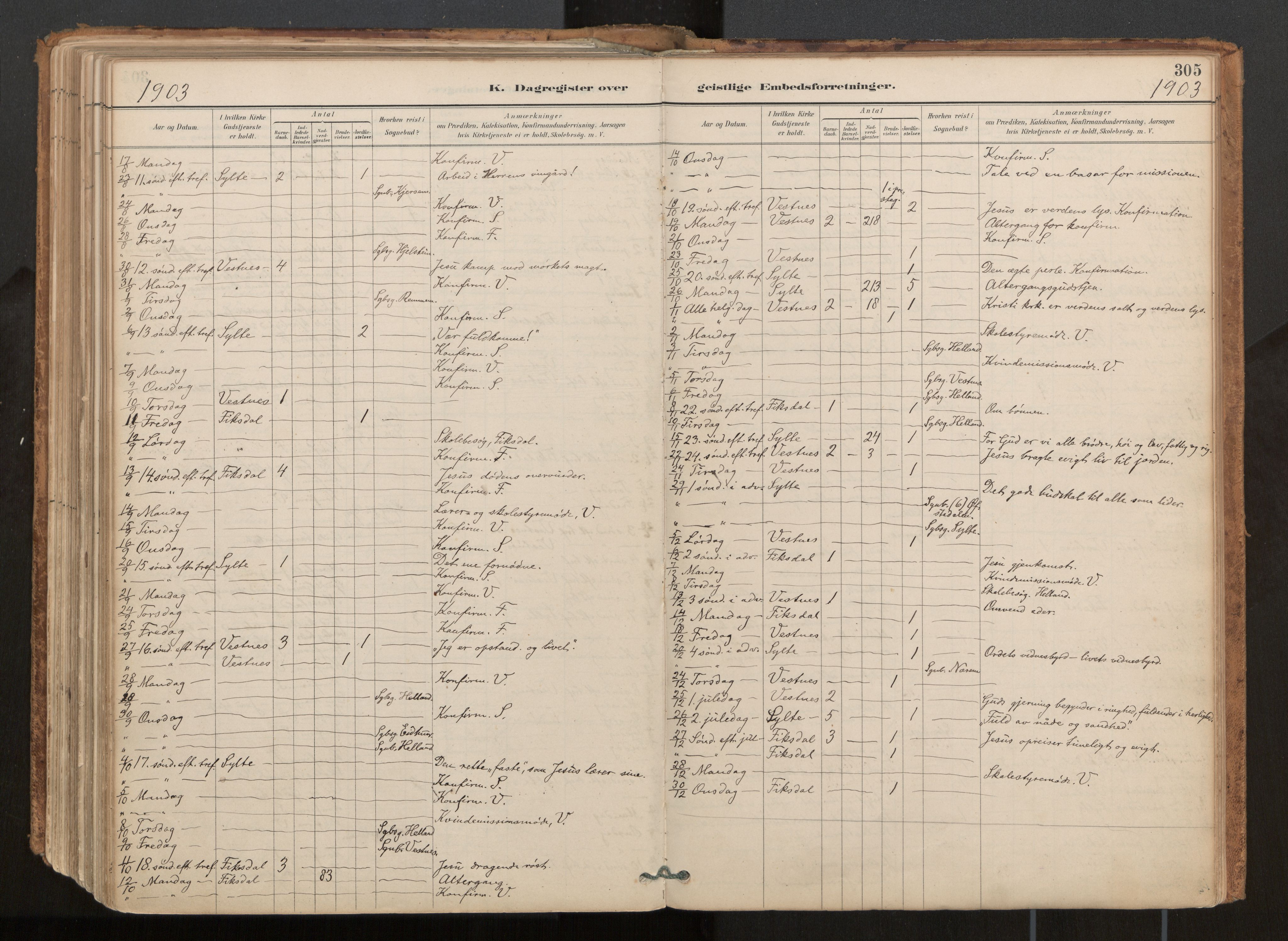 Ministerialprotokoller, klokkerbøker og fødselsregistre - Møre og Romsdal, AV/SAT-A-1454/539/L0531: Parish register (official) no. 539A04, 1887-1913, p. 305