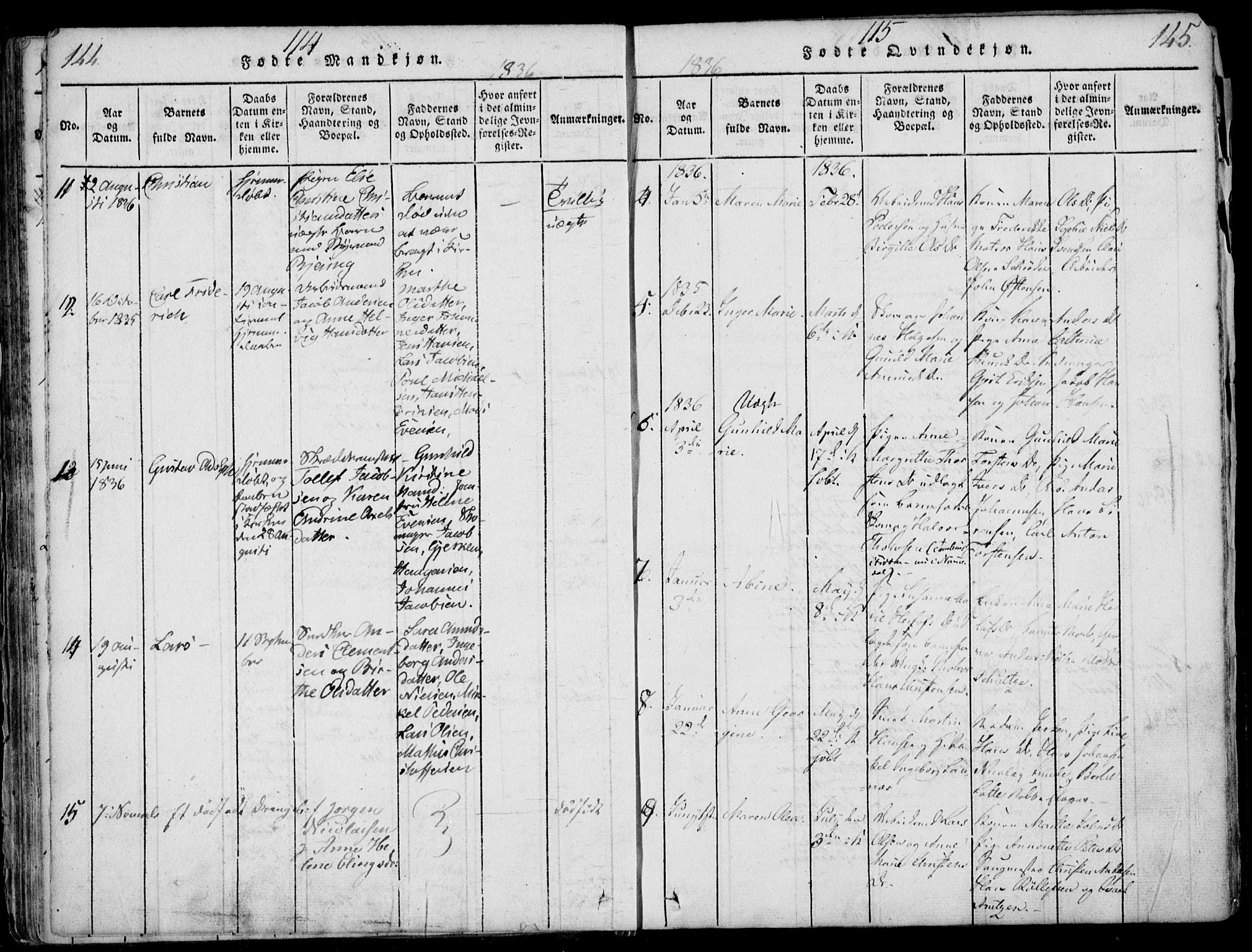 Larvik kirkebøker, AV/SAKO-A-352/F/Fb/L0002: Parish register (official) no. II 2, 1818-1842, p. 144-145