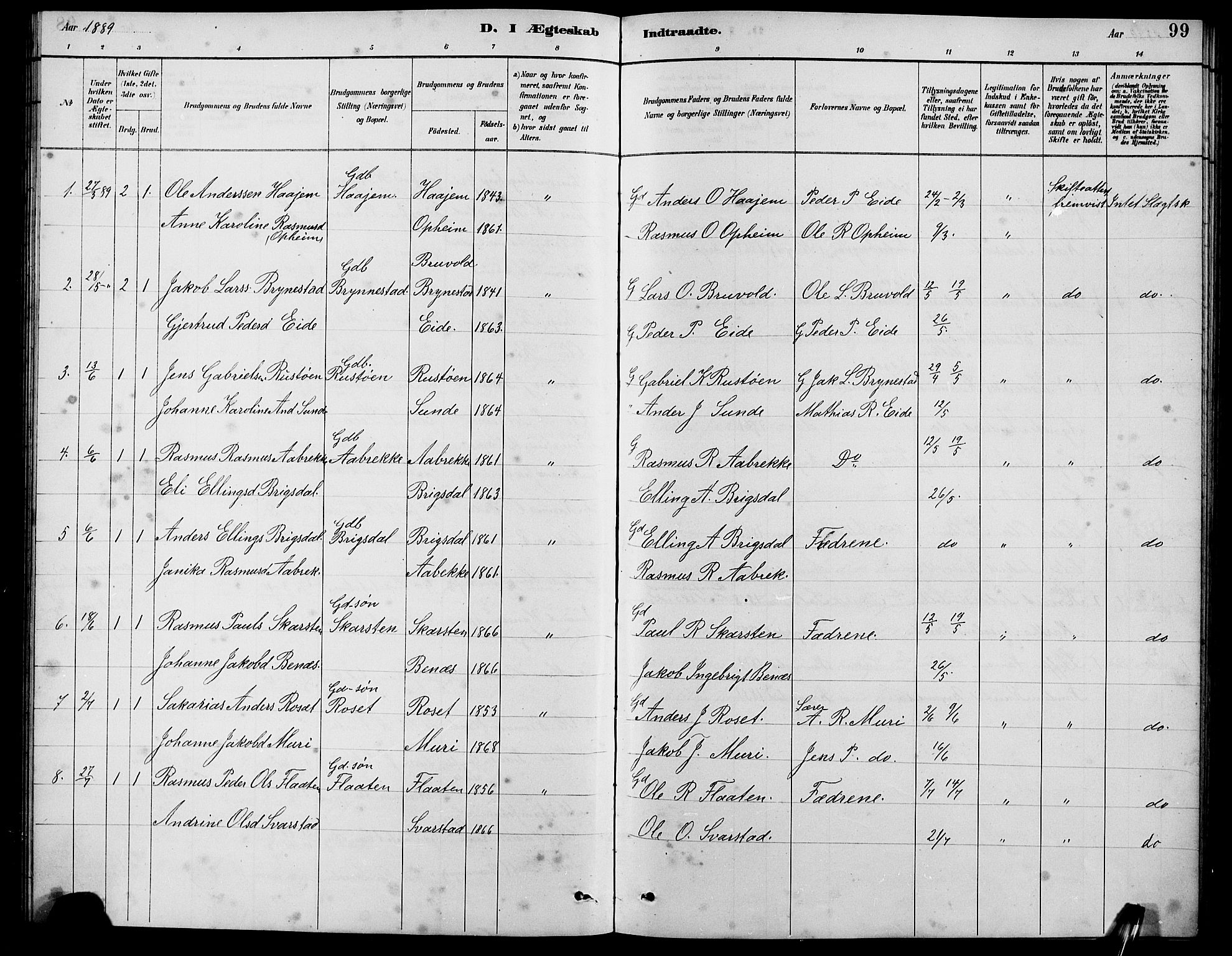 Innvik sokneprestembete, AV/SAB-A-80501: Parish register (copy) no. B 3, 1886-1897, p. 99