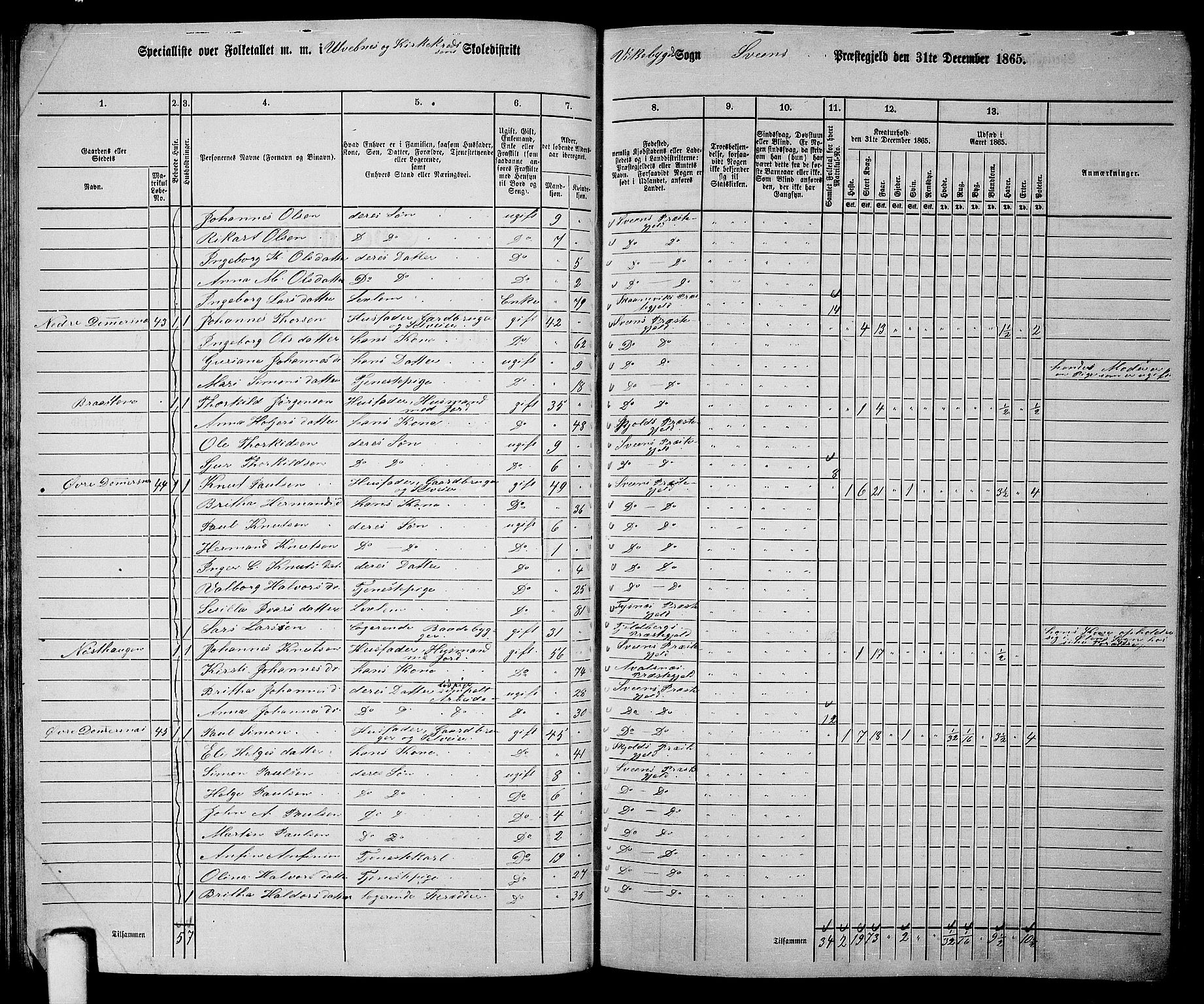 RA, 1865 census for Sveio, 1865, p. 50