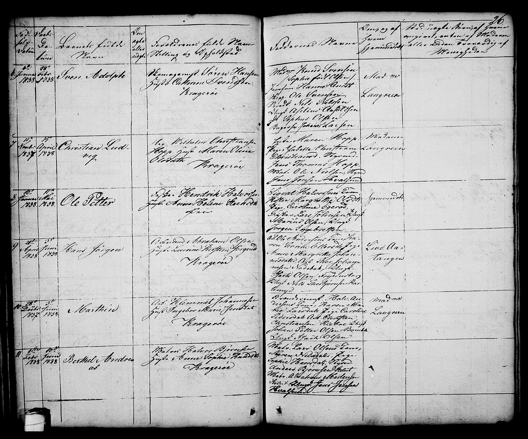 Kragerø kirkebøker, SAKO/A-278/G/Ga/L0003: Parish register (copy) no. 3, 1832-1852, p. 26